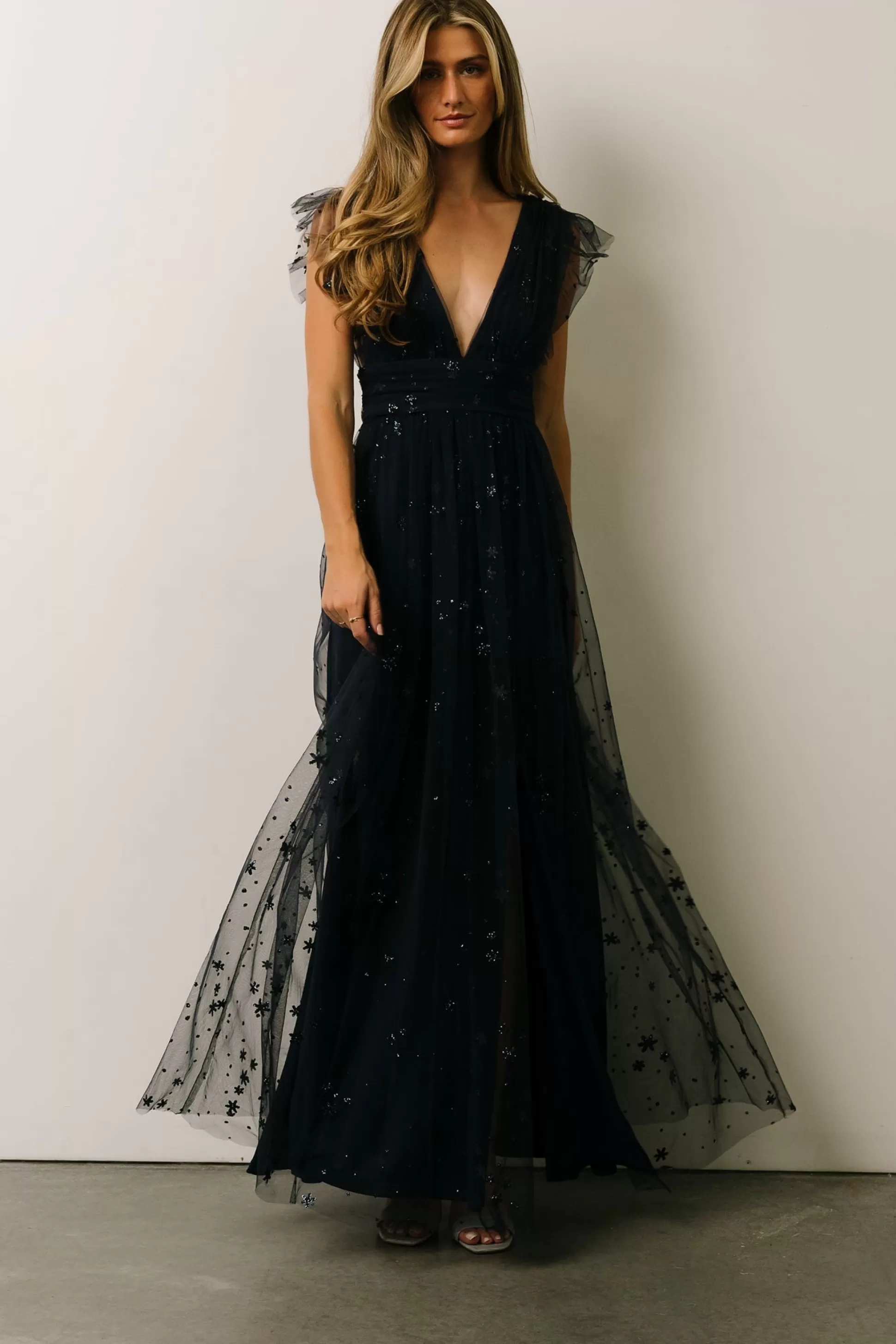 tulle styles | Baltic Born Nova Shimmer Maxi Dress | Navy