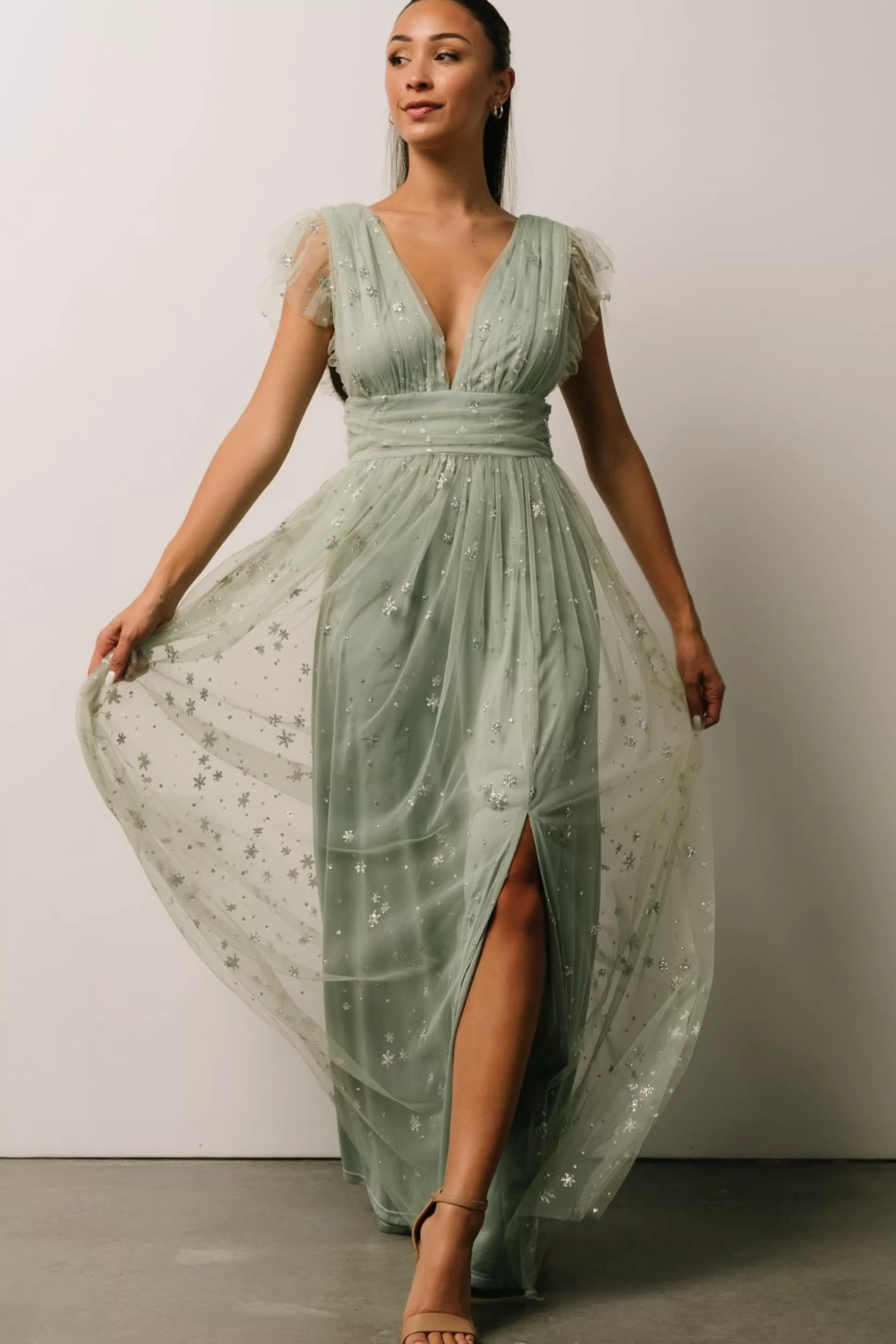 tulle styles | Baltic Born Nova Shimmer Maxi Dress | Sage + Silver