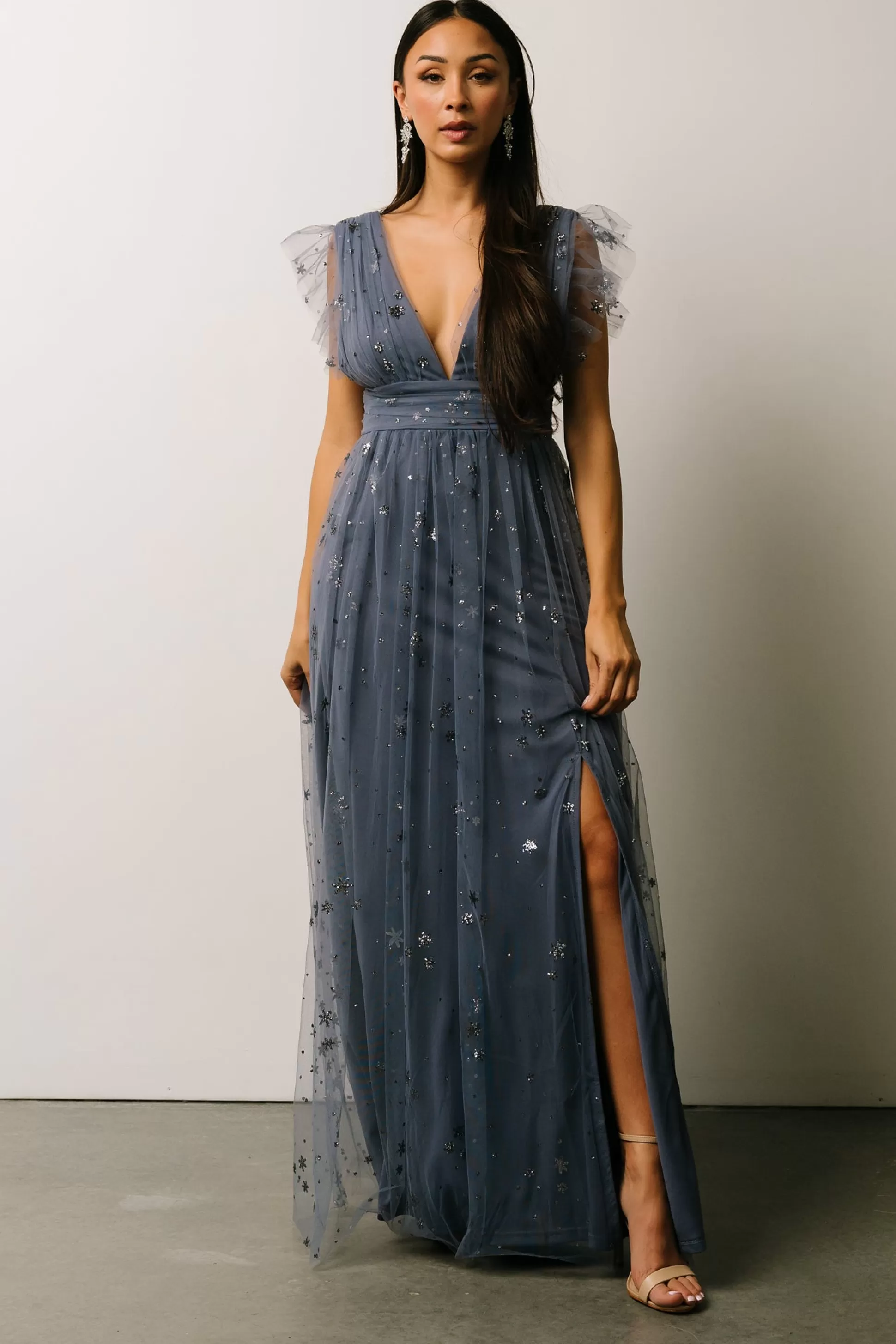 tulle styles | Baltic Born Nova Shimmer Maxi Dress | Slate Blue