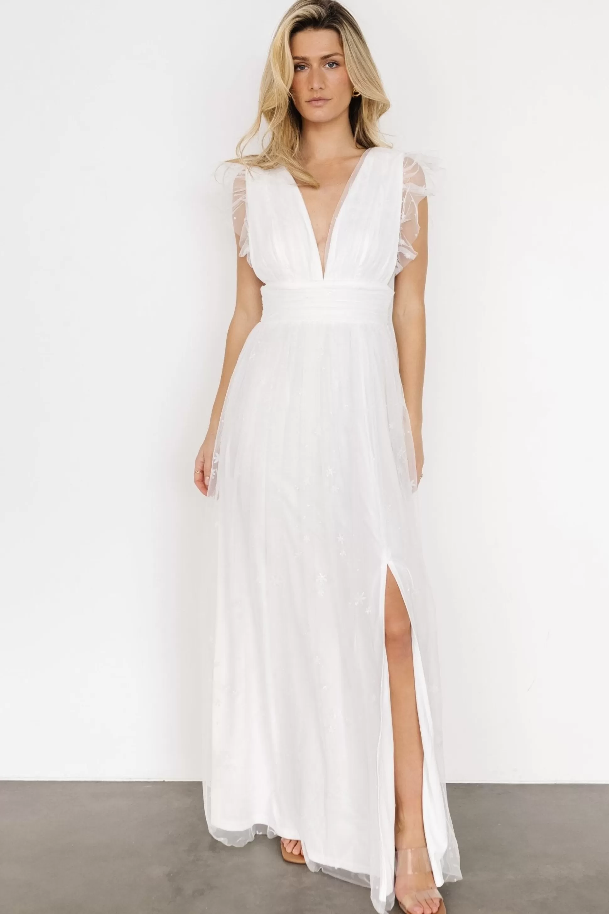 tulle styles | Baltic Born Nova Shimmer Maxi Dress | White