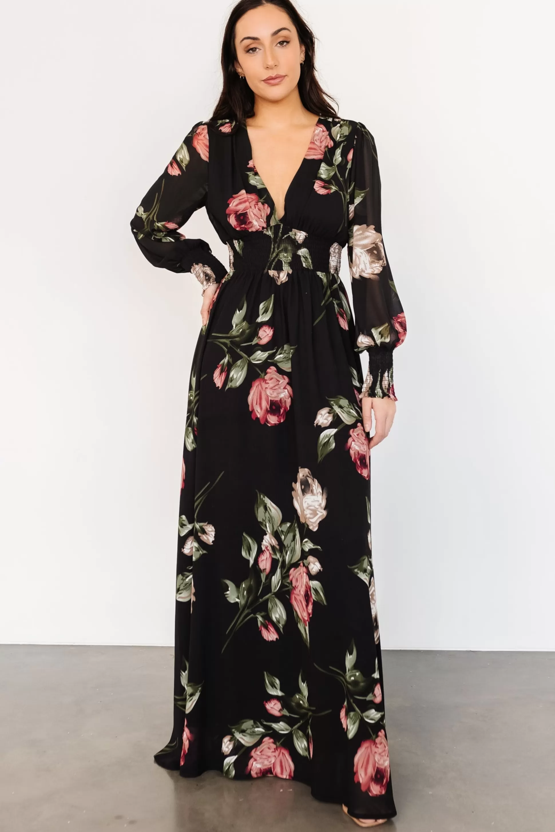 WEDDING SUITE | wedding guest | Baltic Born Olivia Maxi Dress | Black Rose Floral