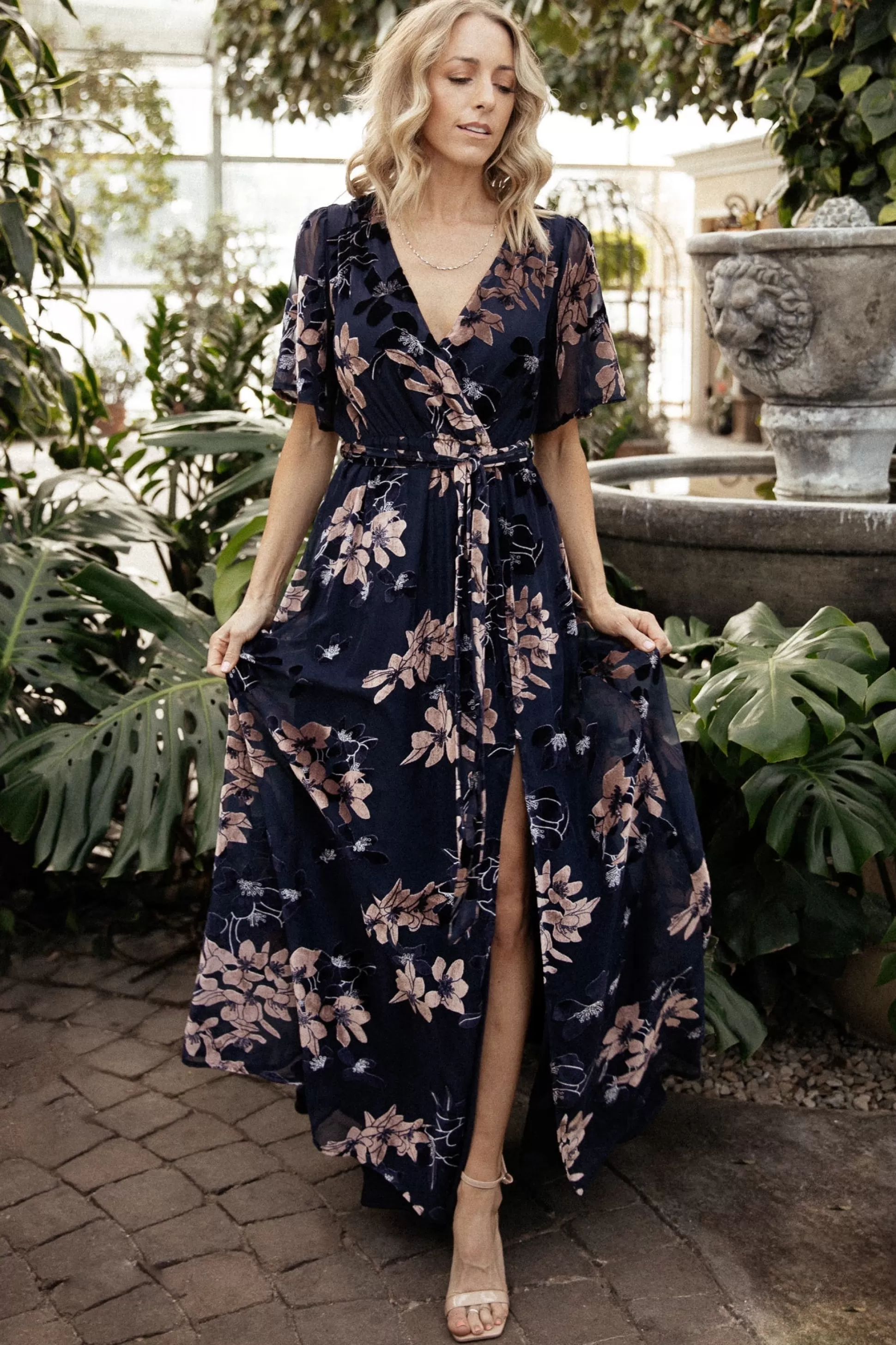 maxi dresses | WEDDING SUITE | Baltic Born Parisian Velvet Maxi Dress | Blue + Blush Floral