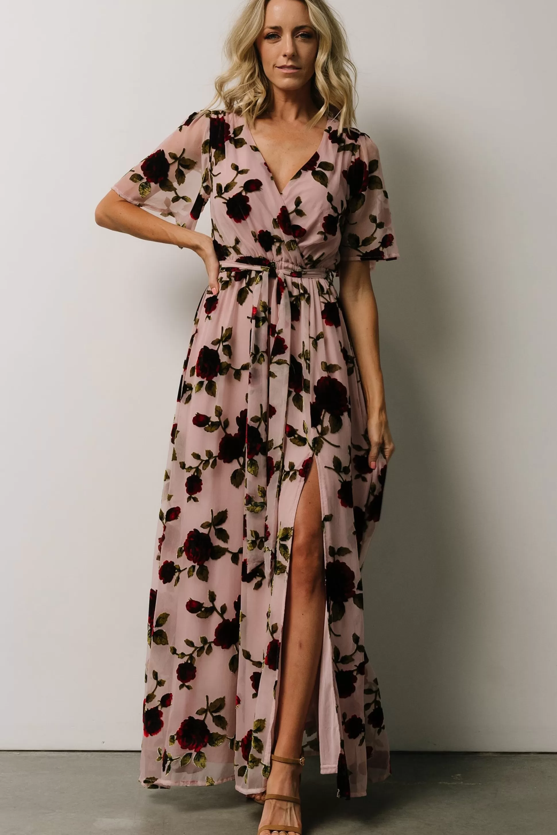 maxi dresses | WEDDING SUITE | Baltic Born Parisian Velvet Maxi Dress | Blush Rose Floral