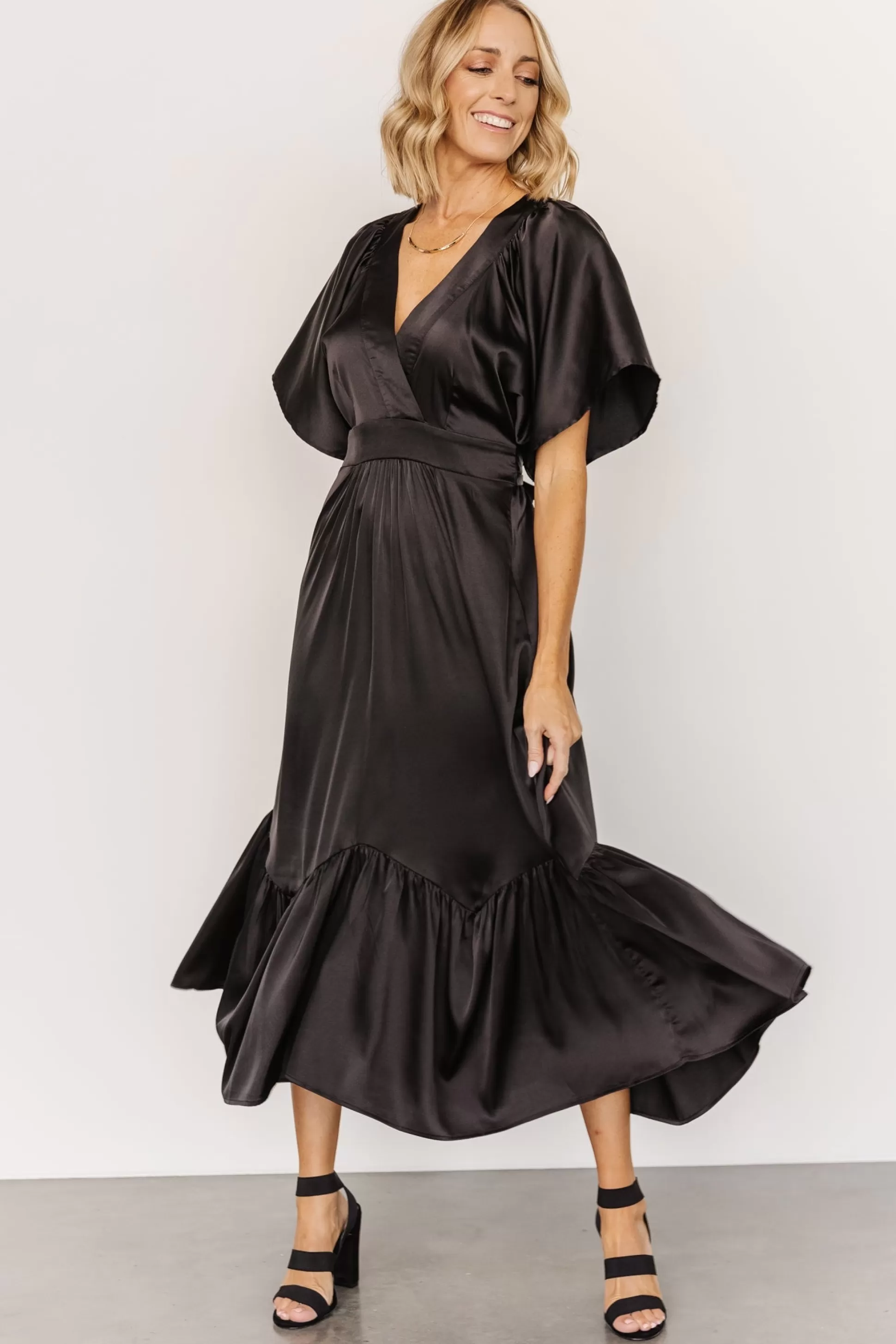 WINTER ESSENTIALS | Baltic Born Pasadena Satin Dress | Black