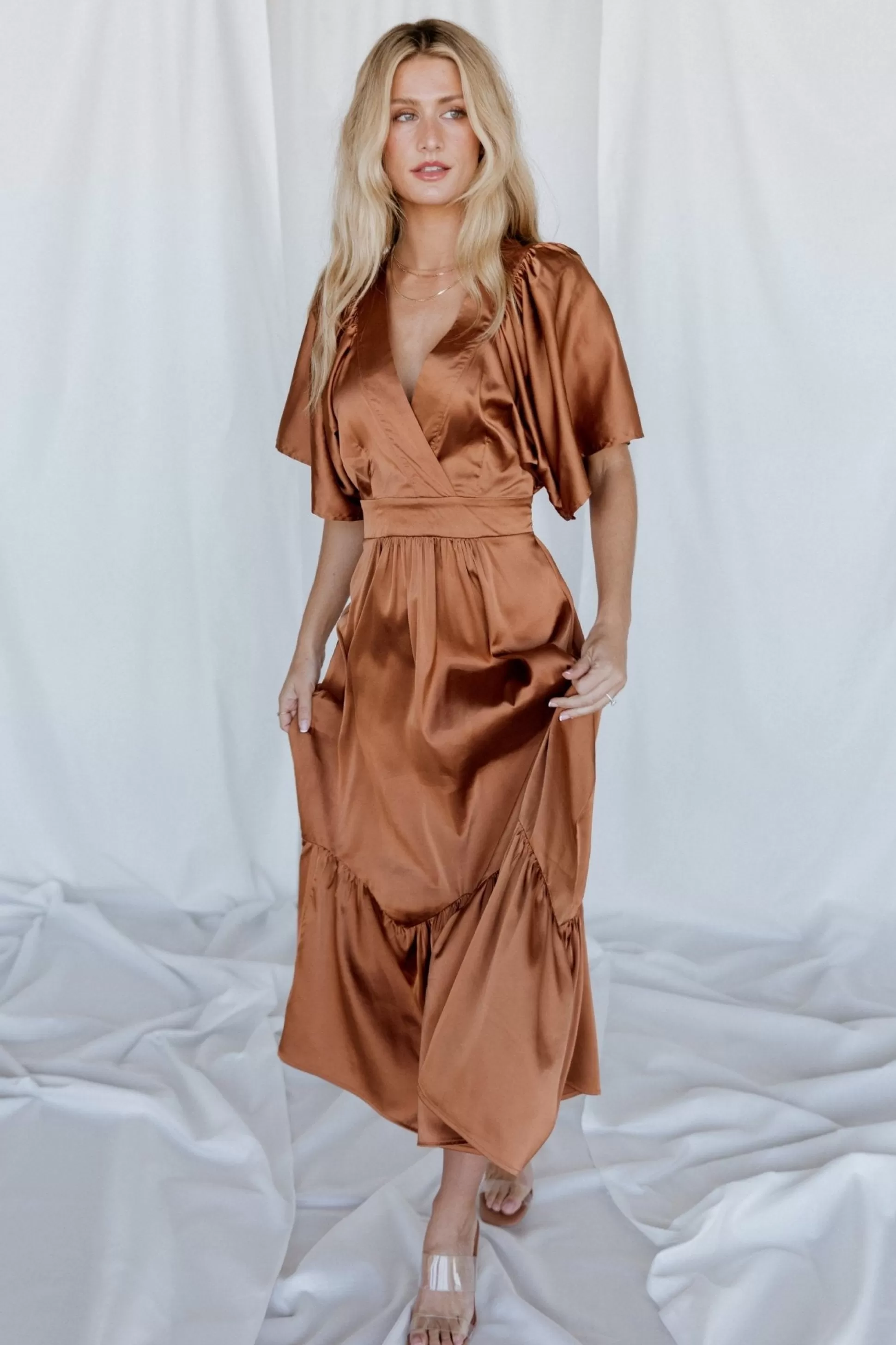 WINTER ESSENTIALS | Baltic Born Pasadena Satin Dress | Copper