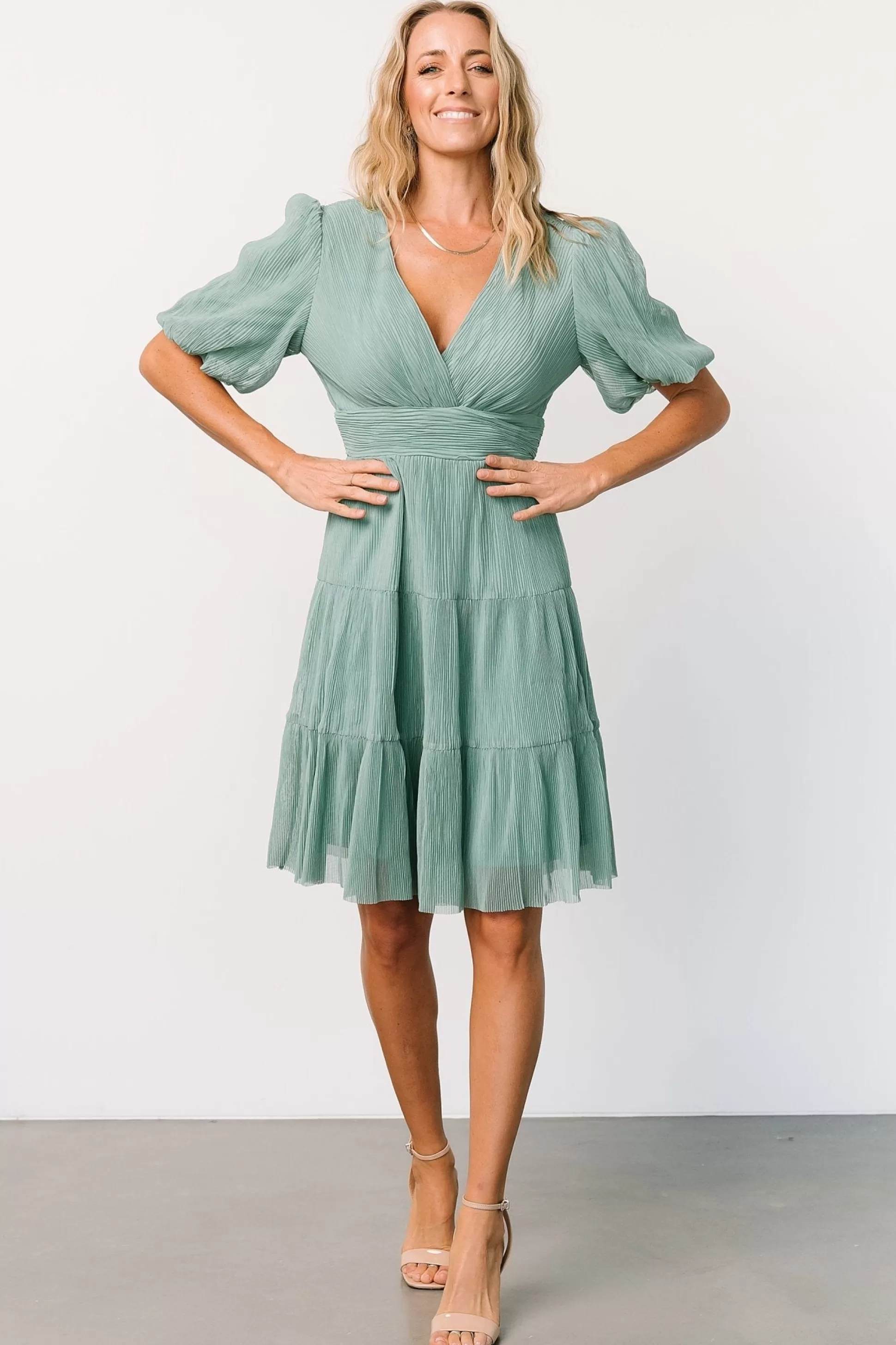 short dresses | Baltic Born Patrice Short Dress | Dusty Green