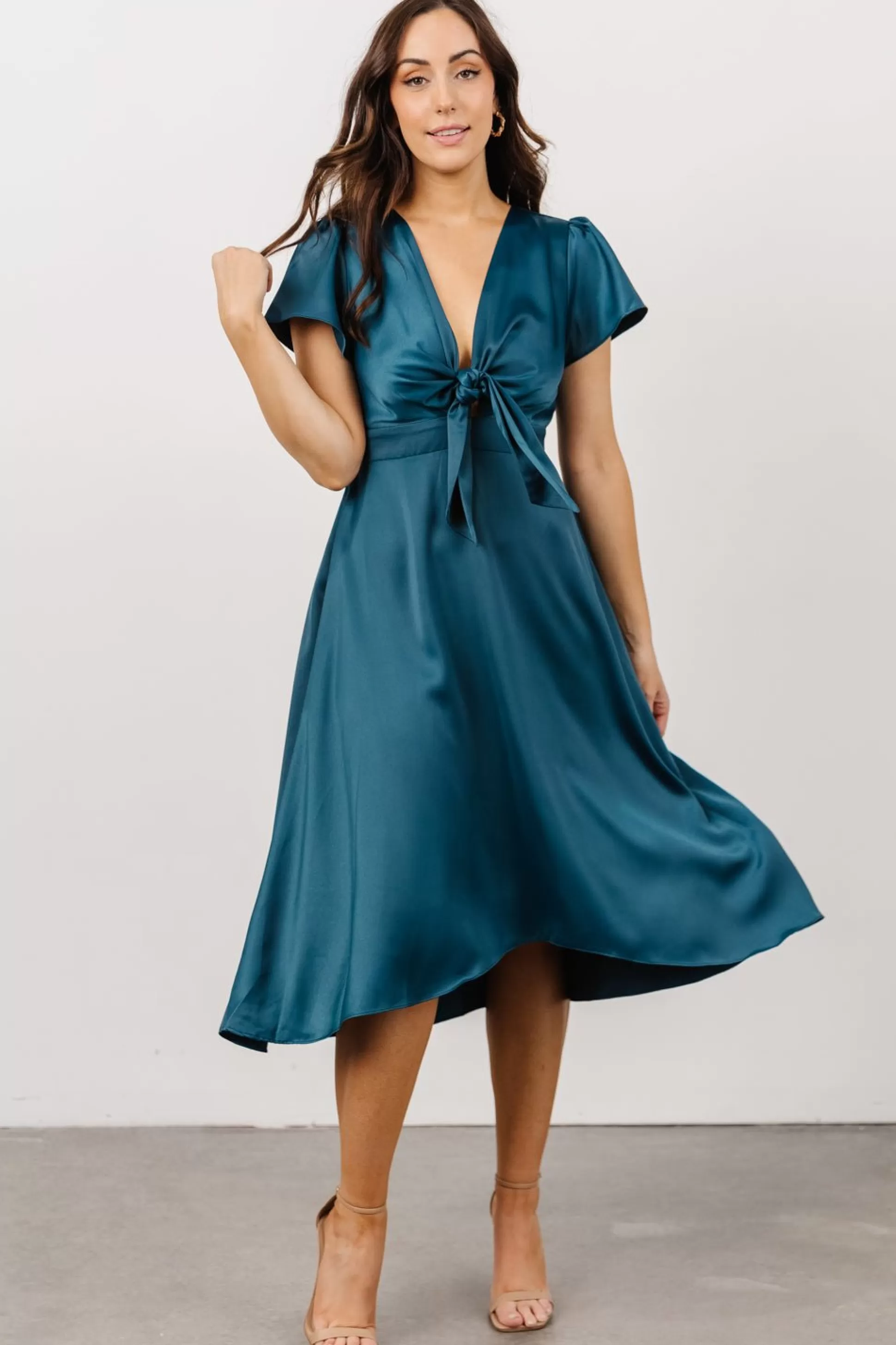 SALE | Baltic Born Poppy Satin Midi Dress | Persian Blue