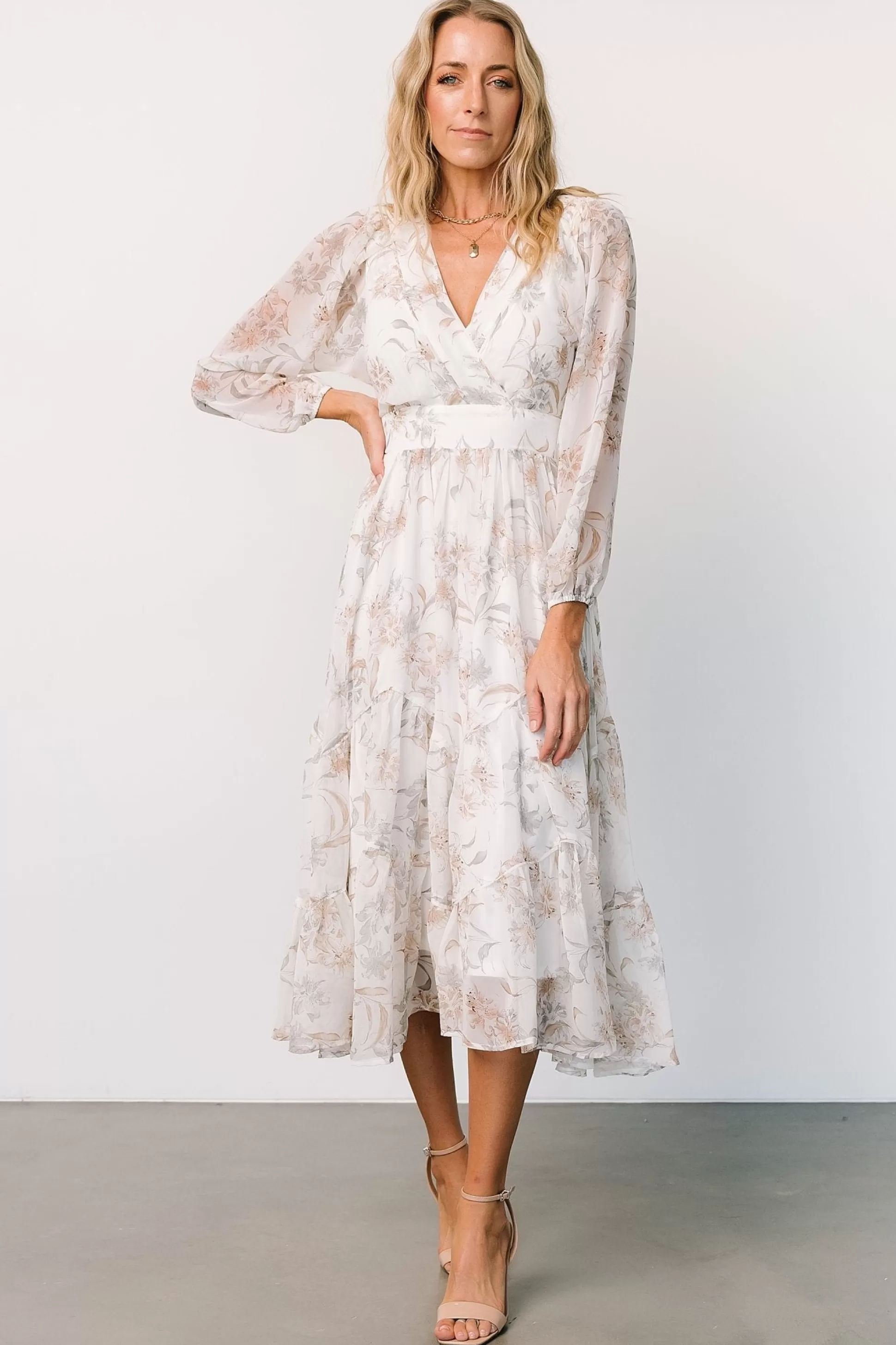 midi dresses | EXTENDED SIZING | Baltic Born Raven Midi Dress | Off White Floral