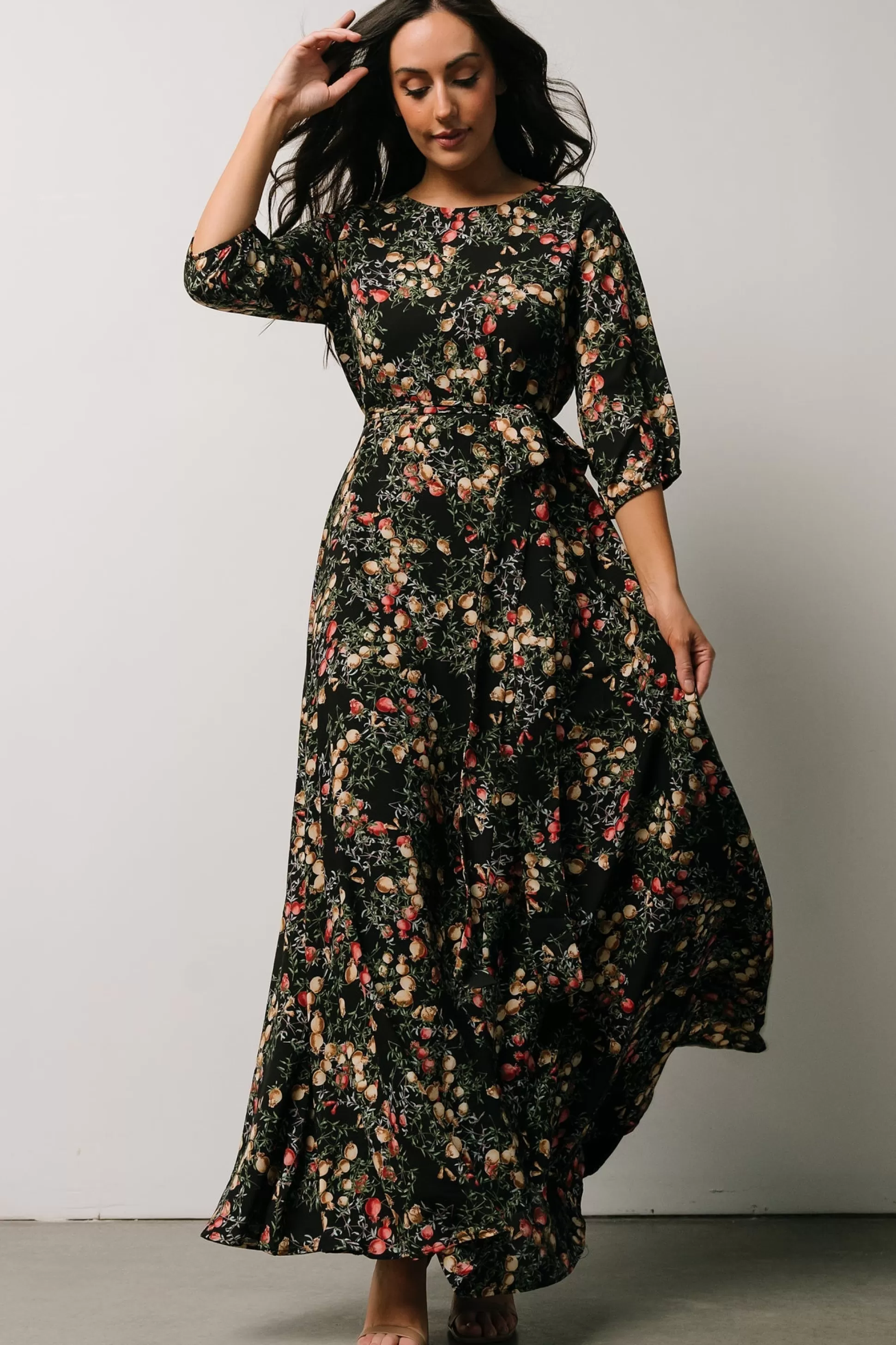 DRESSES | maxi dresses | Baltic Born Rebecca Maxi Dress | Black Pomegranate Print