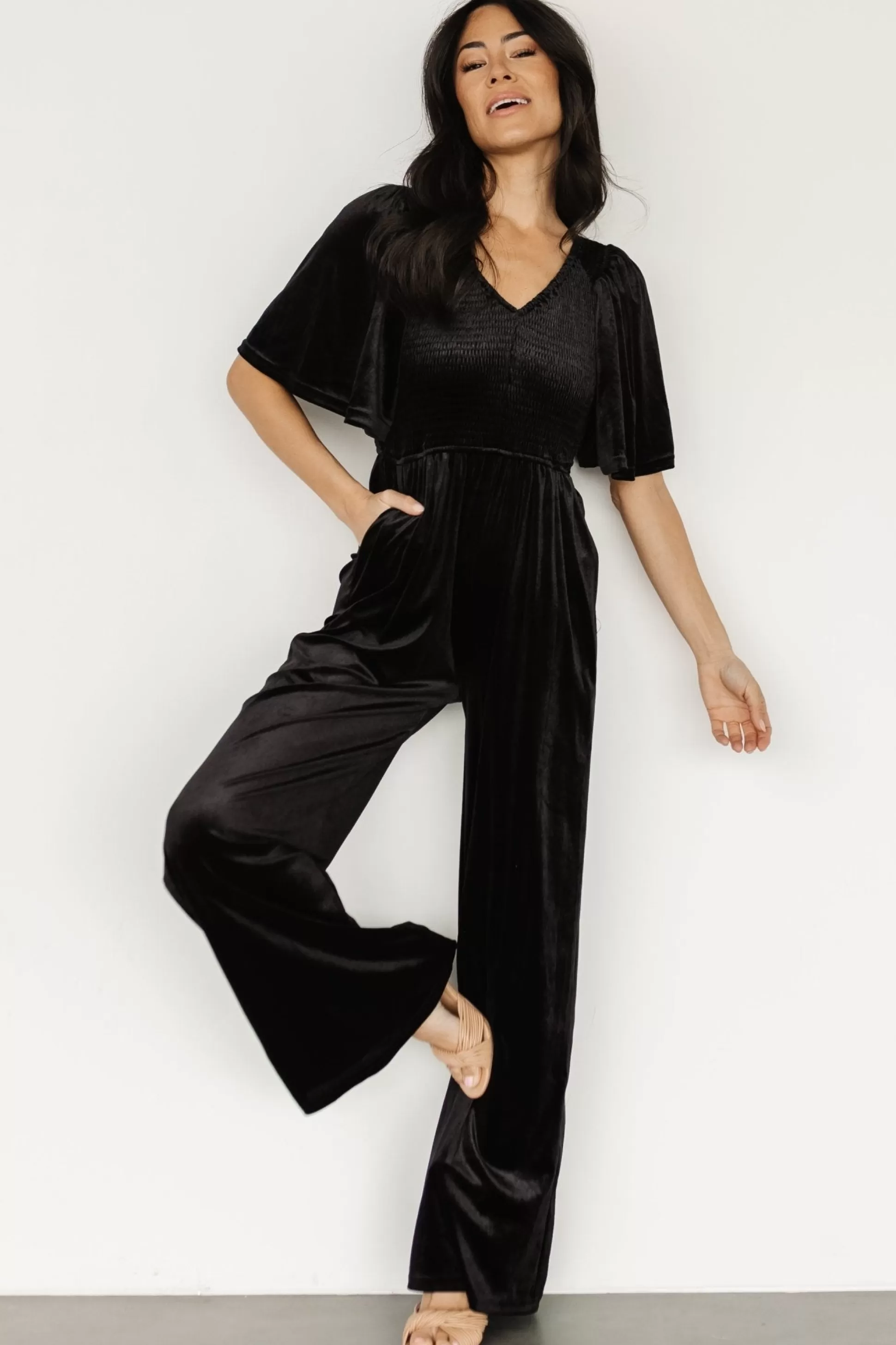 SALE | Baltic Born Regent Velvet Jumpsuit | Black