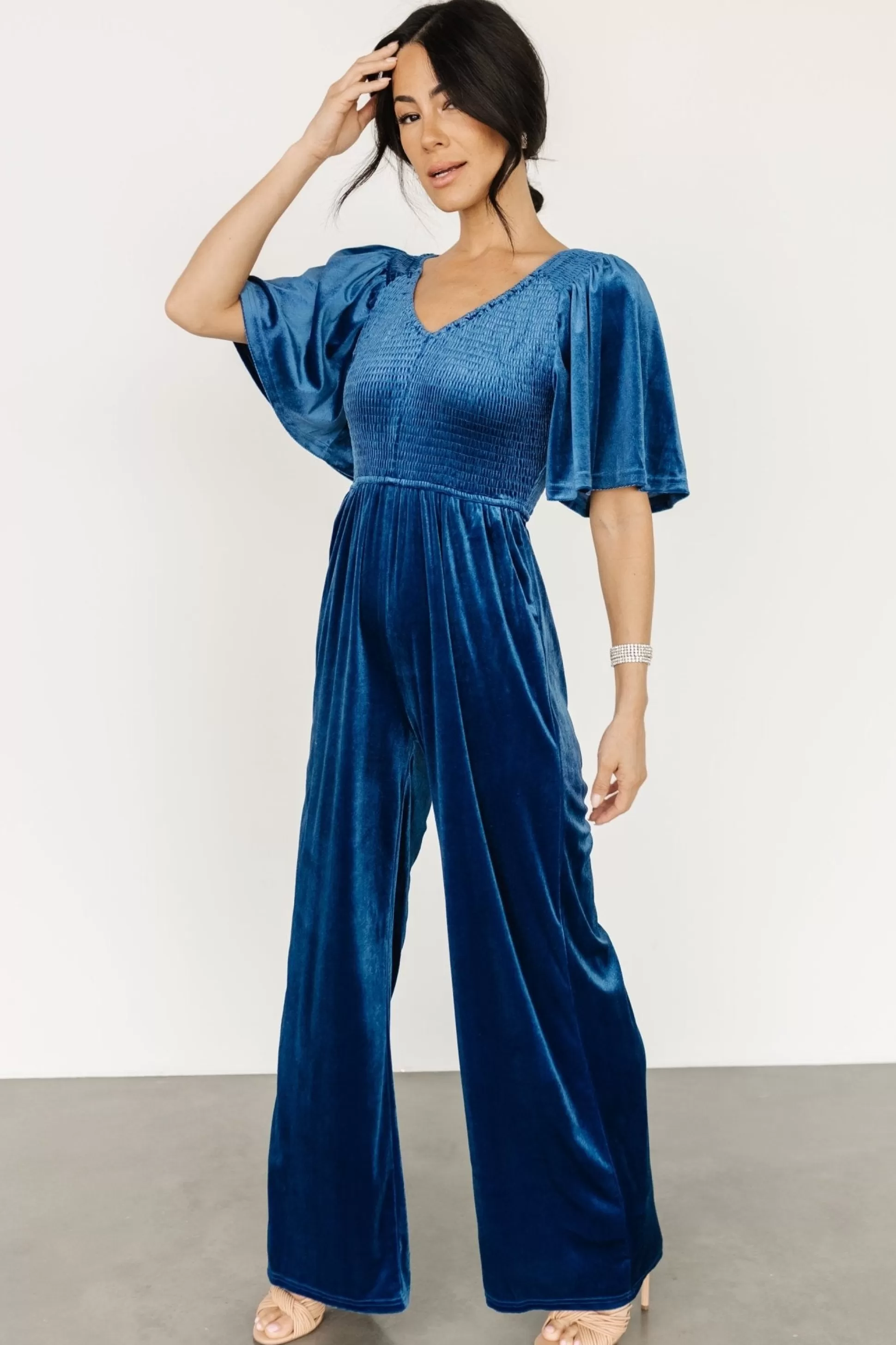 SALE | Baltic Born Regent Velvet Jumpsuit | Blue