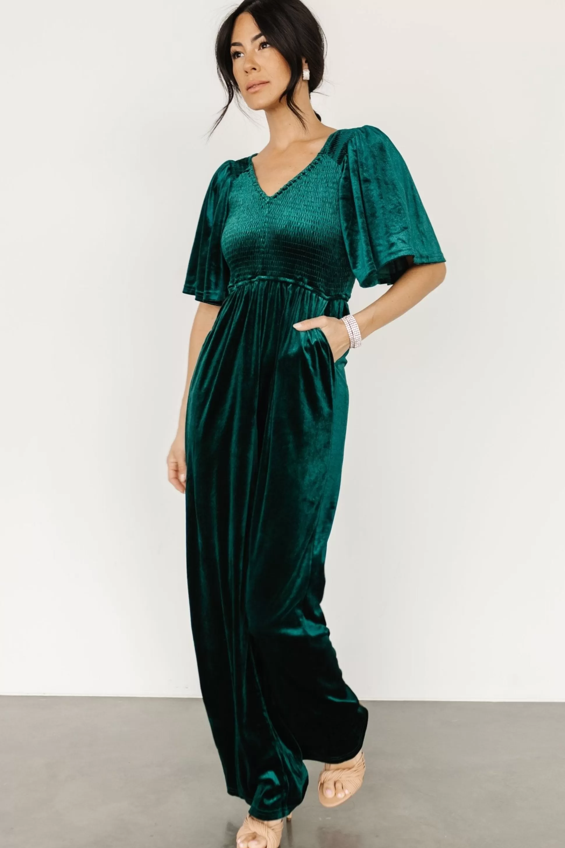 SALE | Baltic Born Regent Velvet Jumpsuit | Emerald