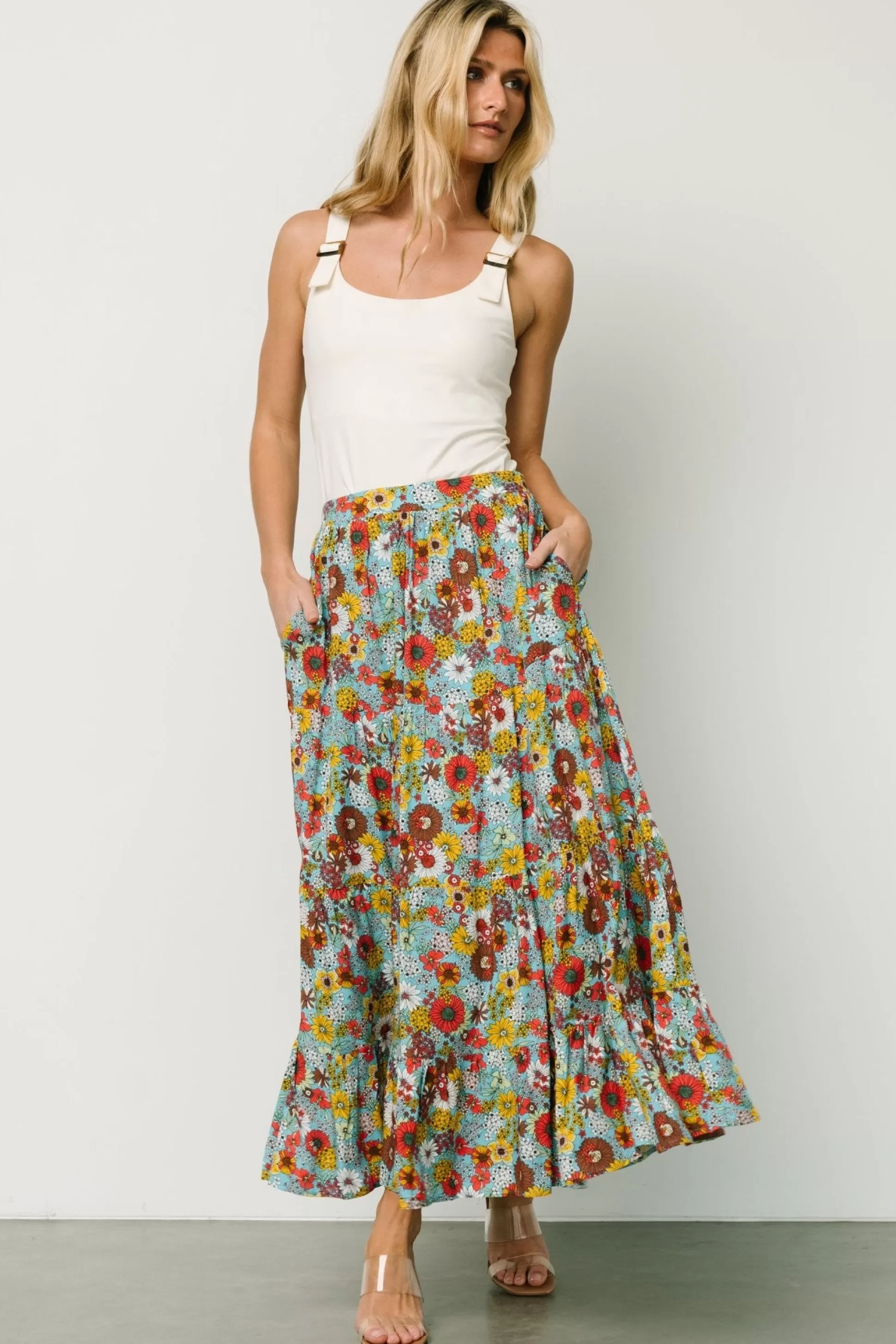 skirts | Baltic Born Reilly Maxi Skirt | Teal Flower Print