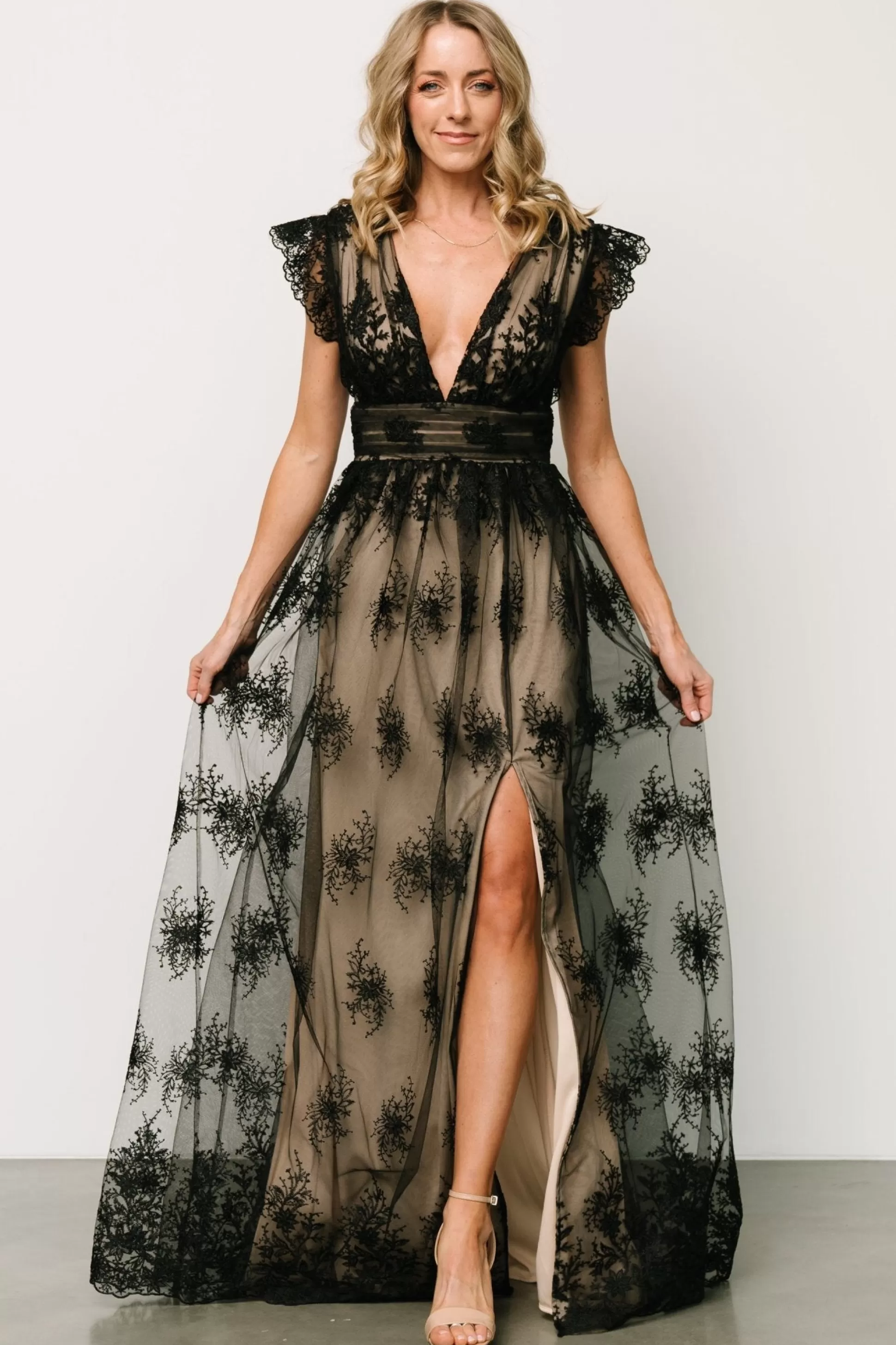 tulle styles | Baltic Born Rhea Tulle Maxi Dress | Black + Nude