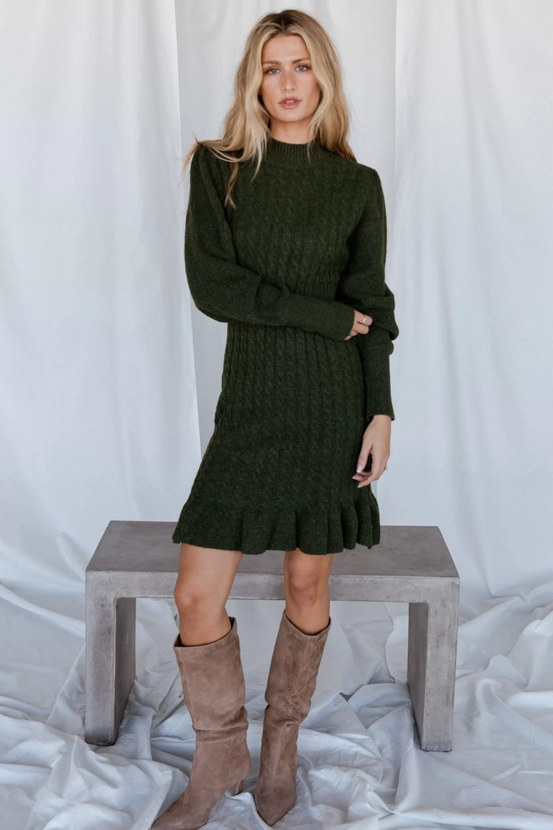 sweaters | Baltic Born Rhonda Sweater Dress | Deep Olive