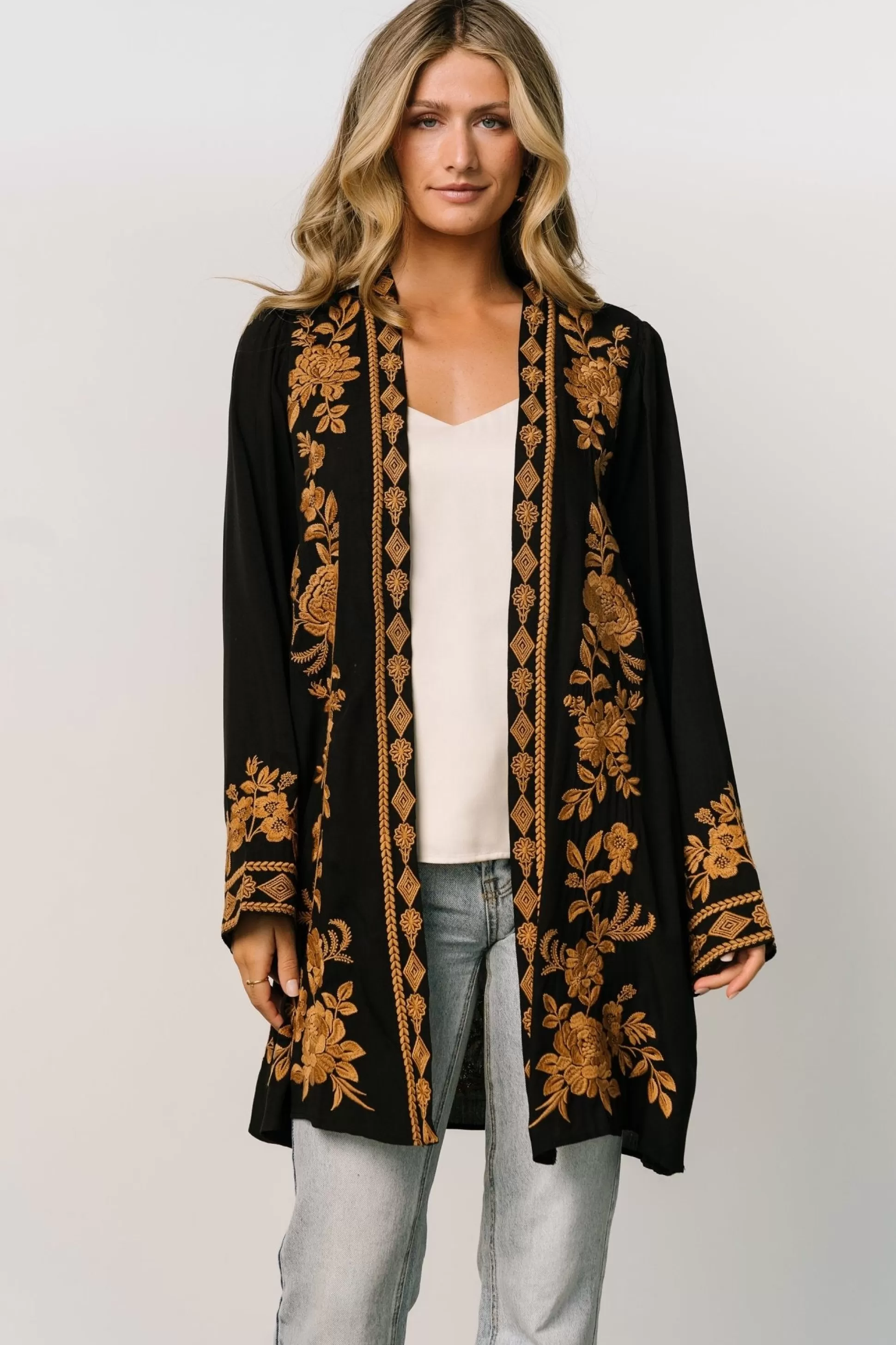 EXTENDED SIZING | Baltic Born Rigby Kimono | Black + Camel