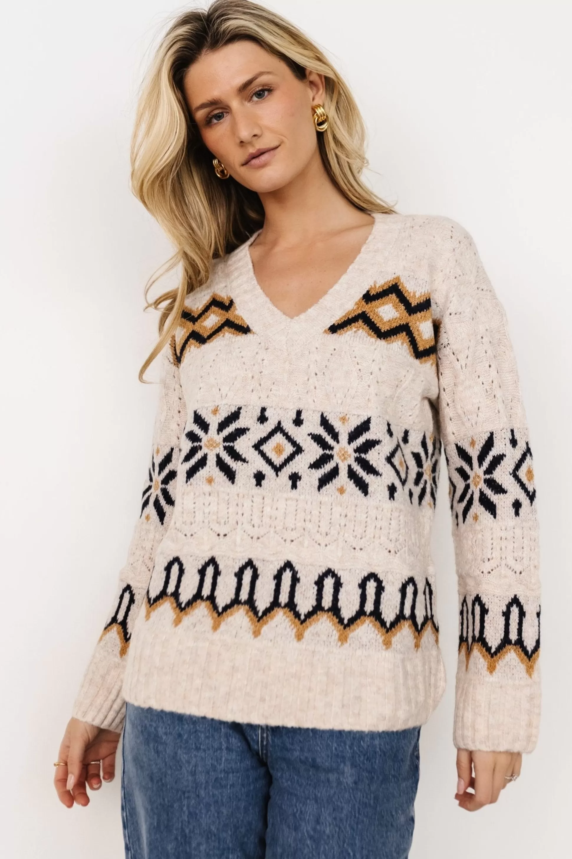 sweaters | Baltic Born Romely Pointelle Sweater | Beige Multi