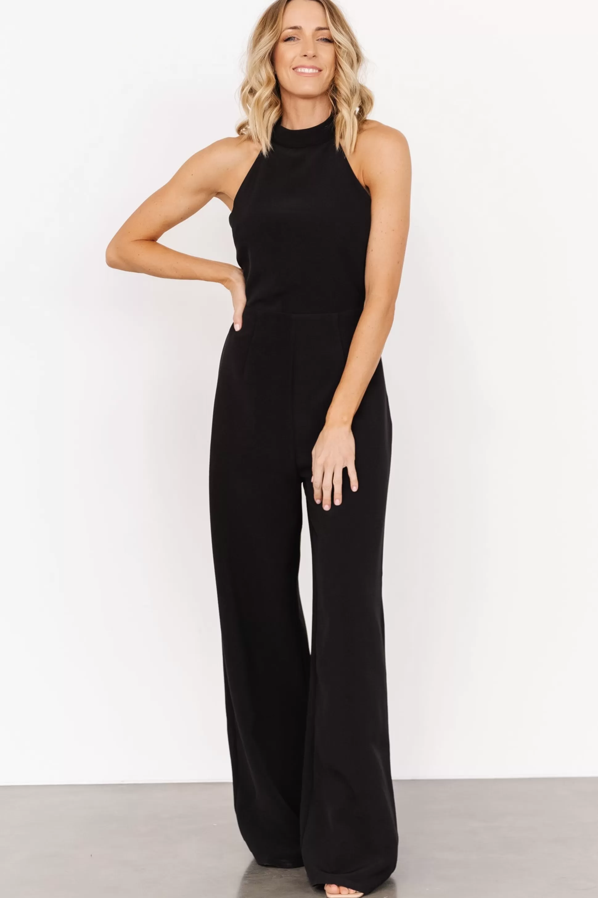 JUMPSUITS + ROMPERS | Baltic Born Romeo Halter Jumpsuit | Black