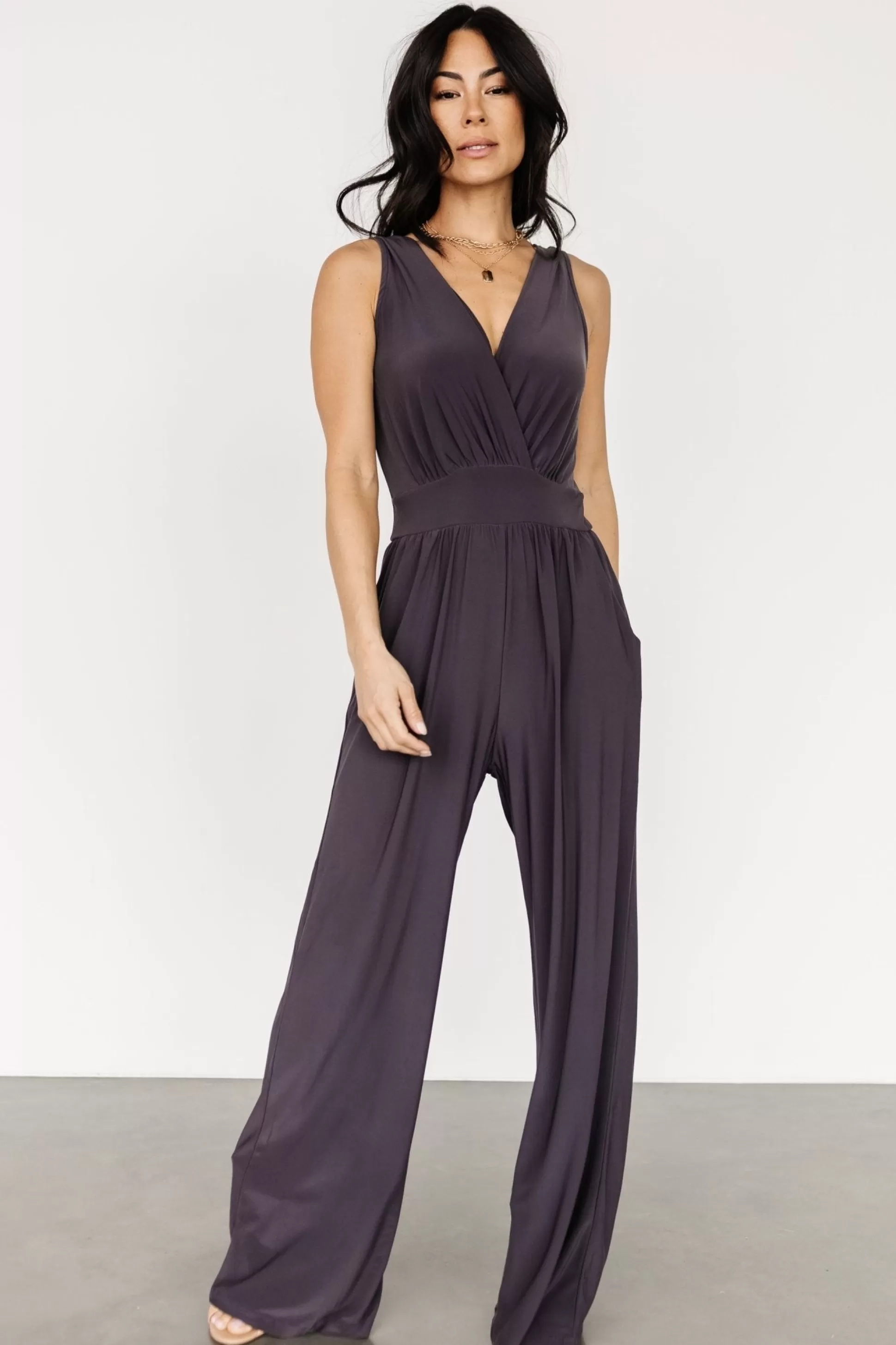 JUMPSUITS + ROMPERS | Baltic Born Rudie Sleeveless Jumpsuit | Charcoal