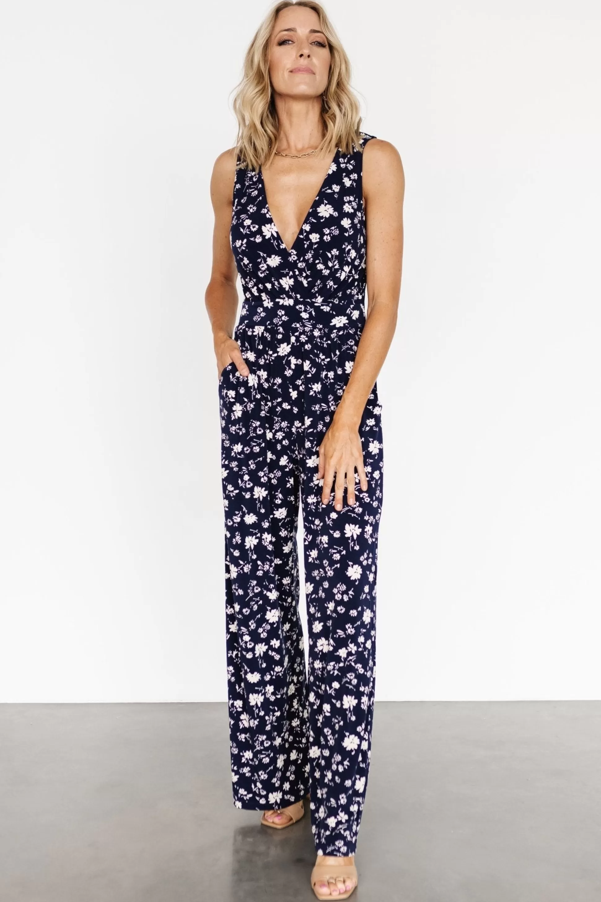 JUMPSUITS + ROMPERS | Baltic Born Rudie Sleeveless Jumpsuit | Dark Blue Floral