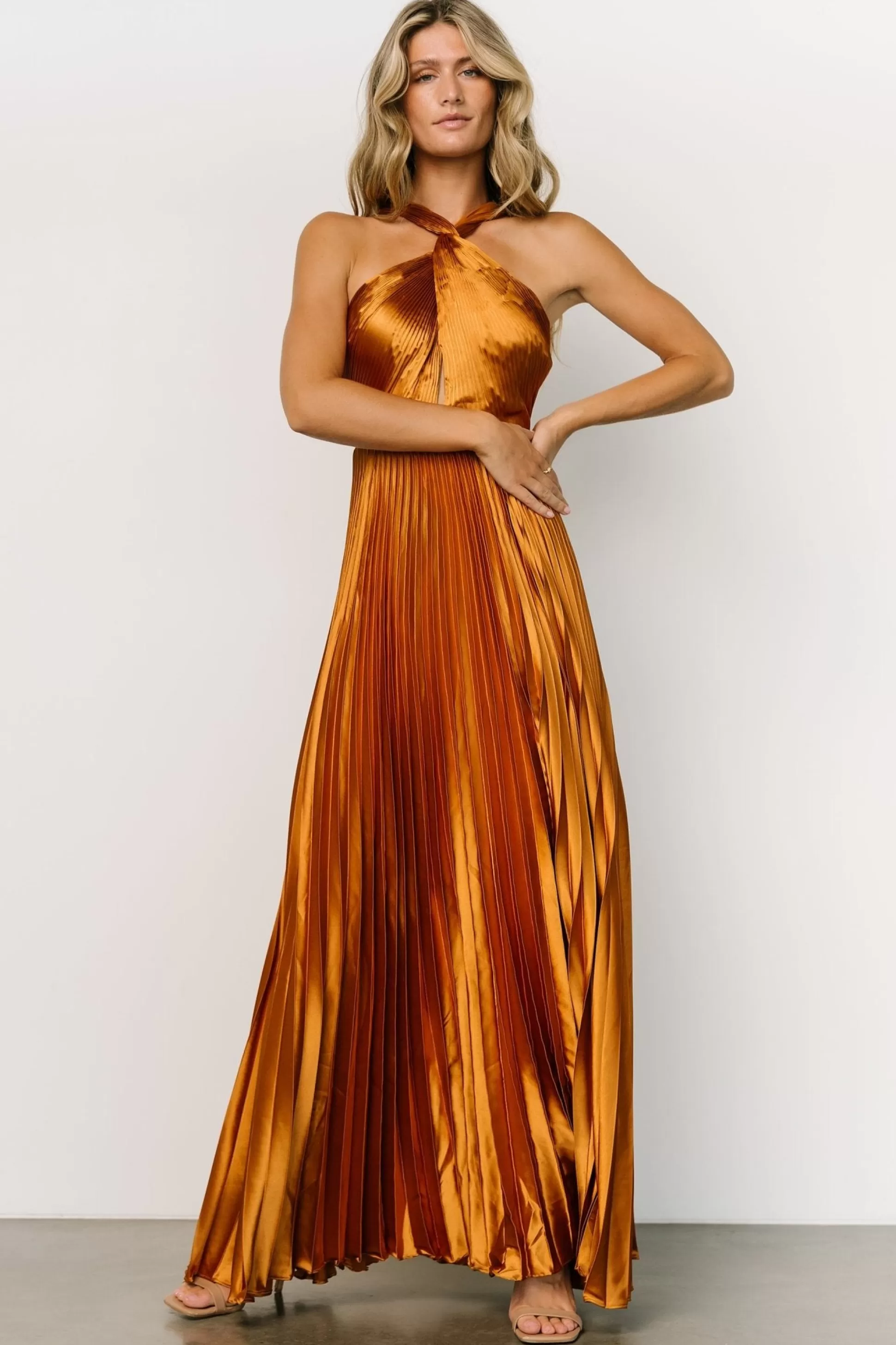 WEDDING SUITE | wedding guest | Baltic Born Sandra Pleated Maxi Dress | Copper