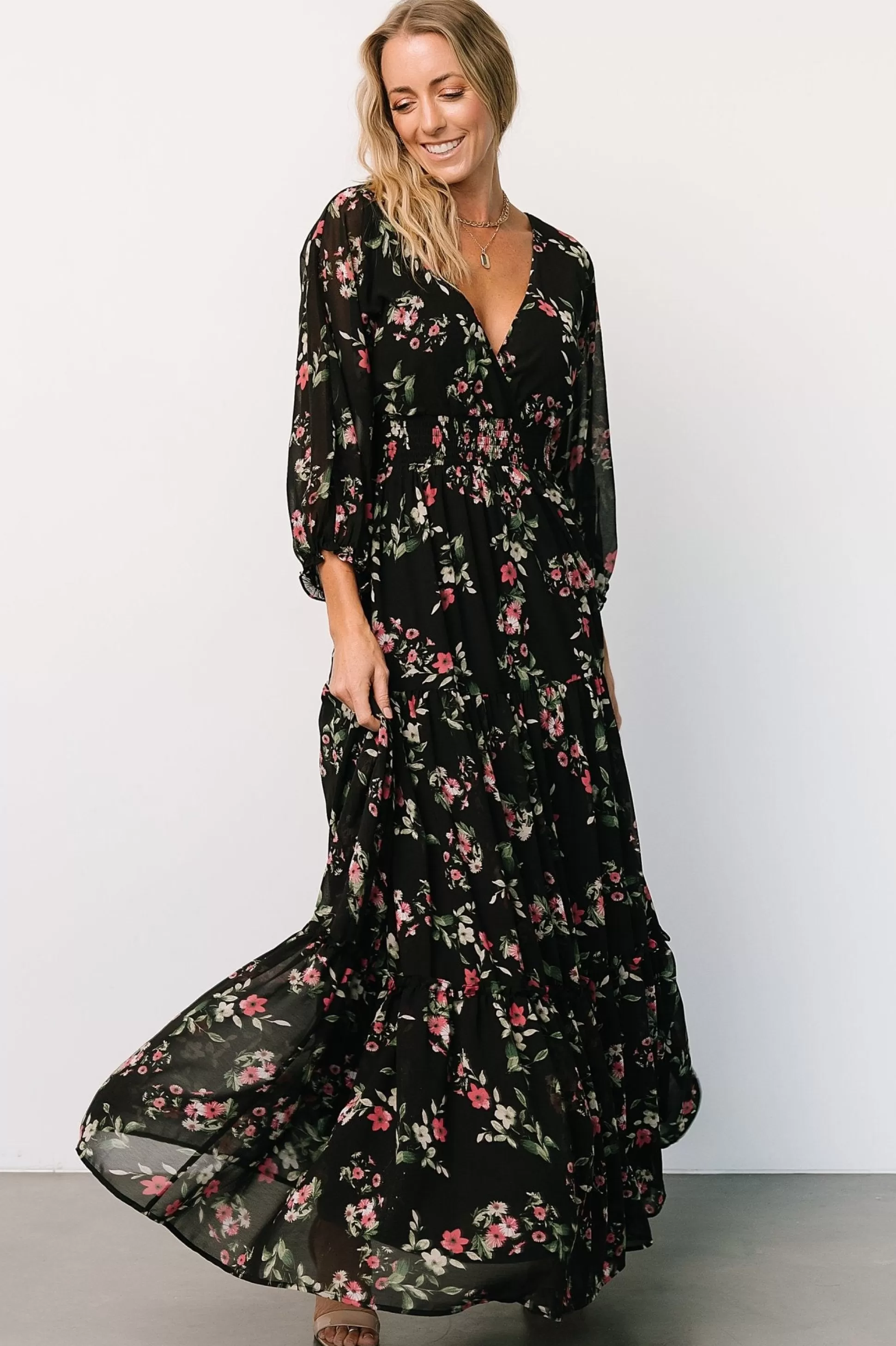 maxi dresses | bump friendly | Baltic Born Sawyer Tiered Maxi Dress | Black + Berry