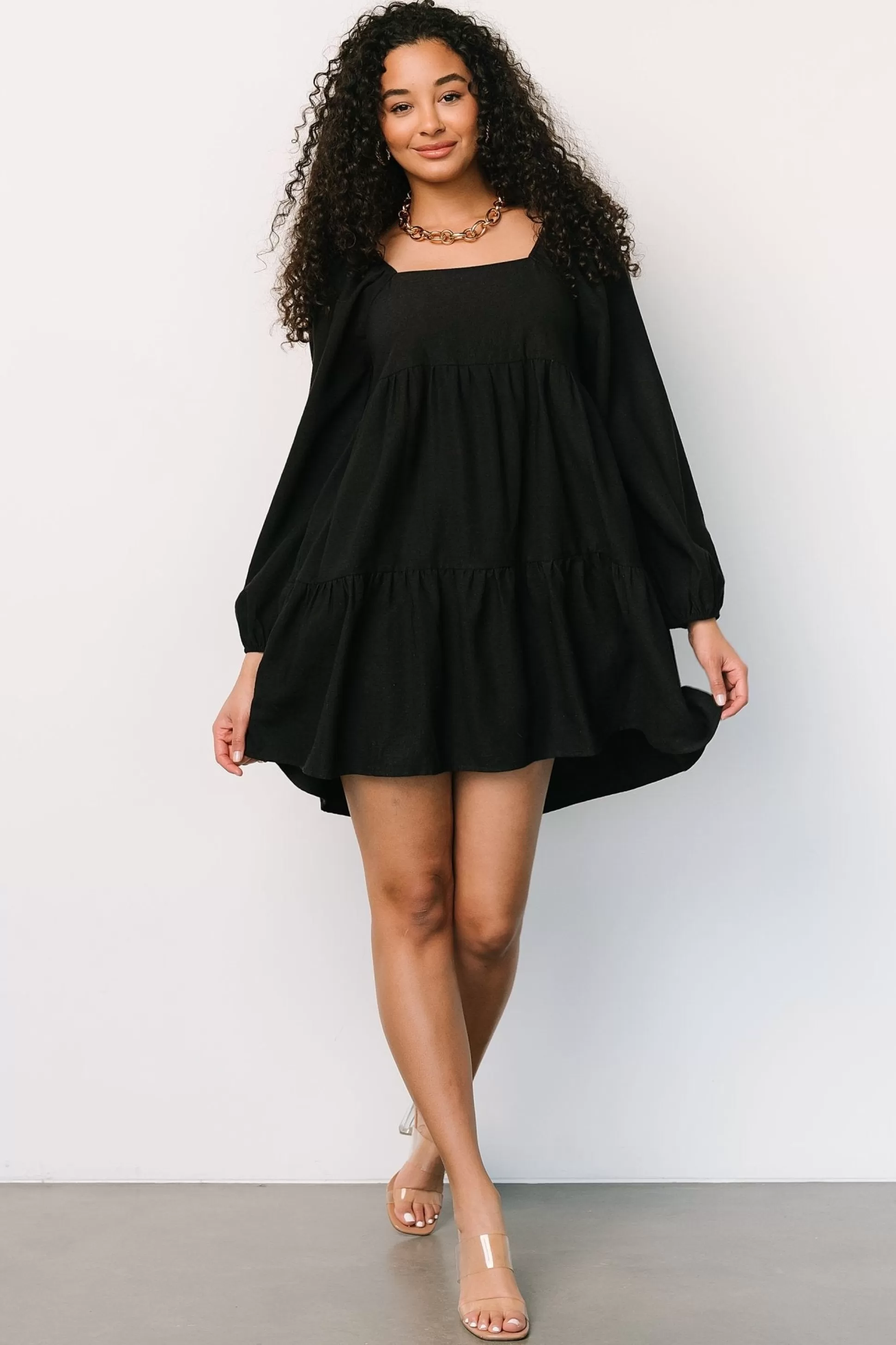 short dresses | Baltic Born Selena Tiered Mini Dress | Black