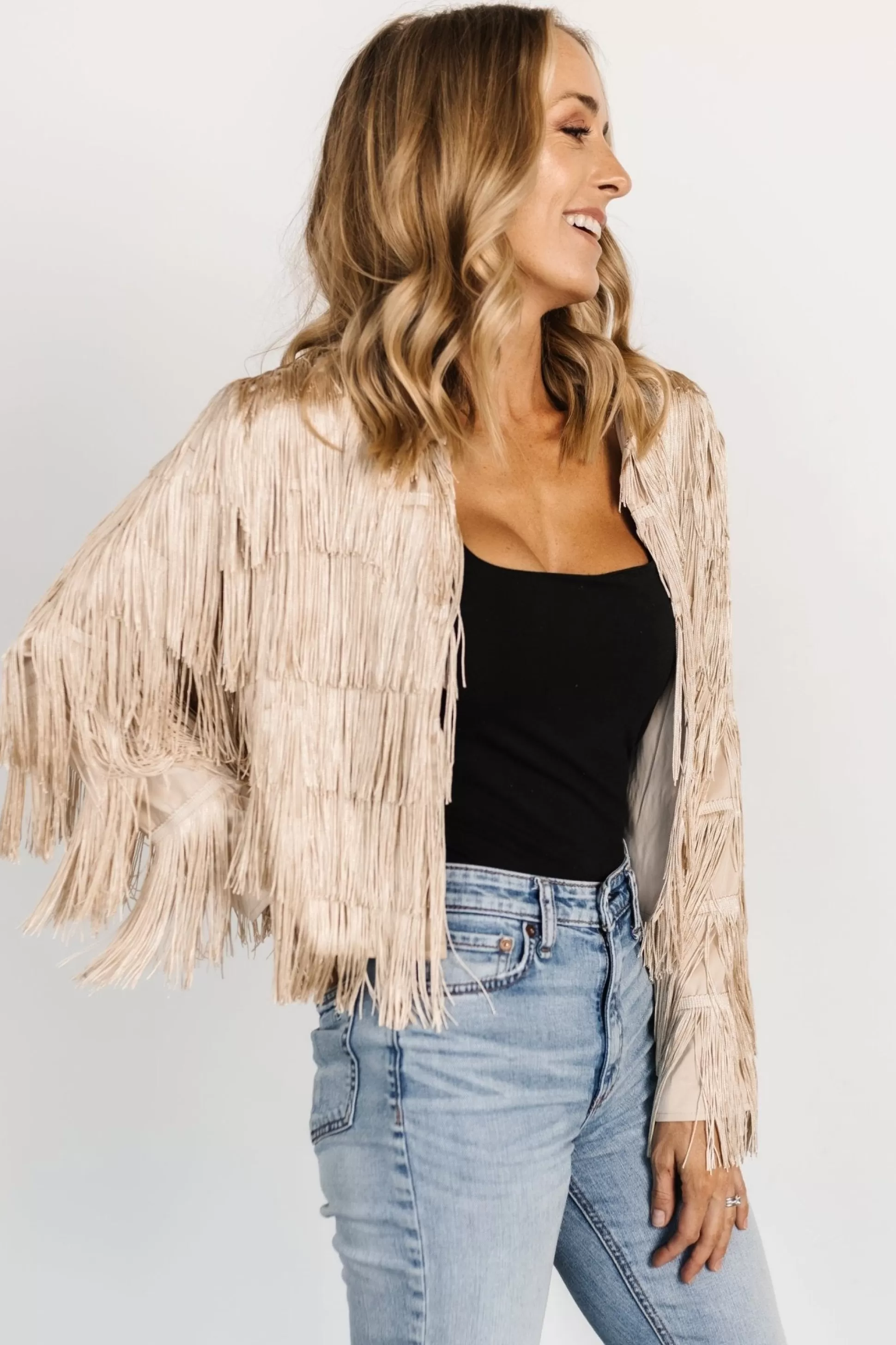 outerwear | Baltic Born Sheridan Fringe Jacket | Champagne