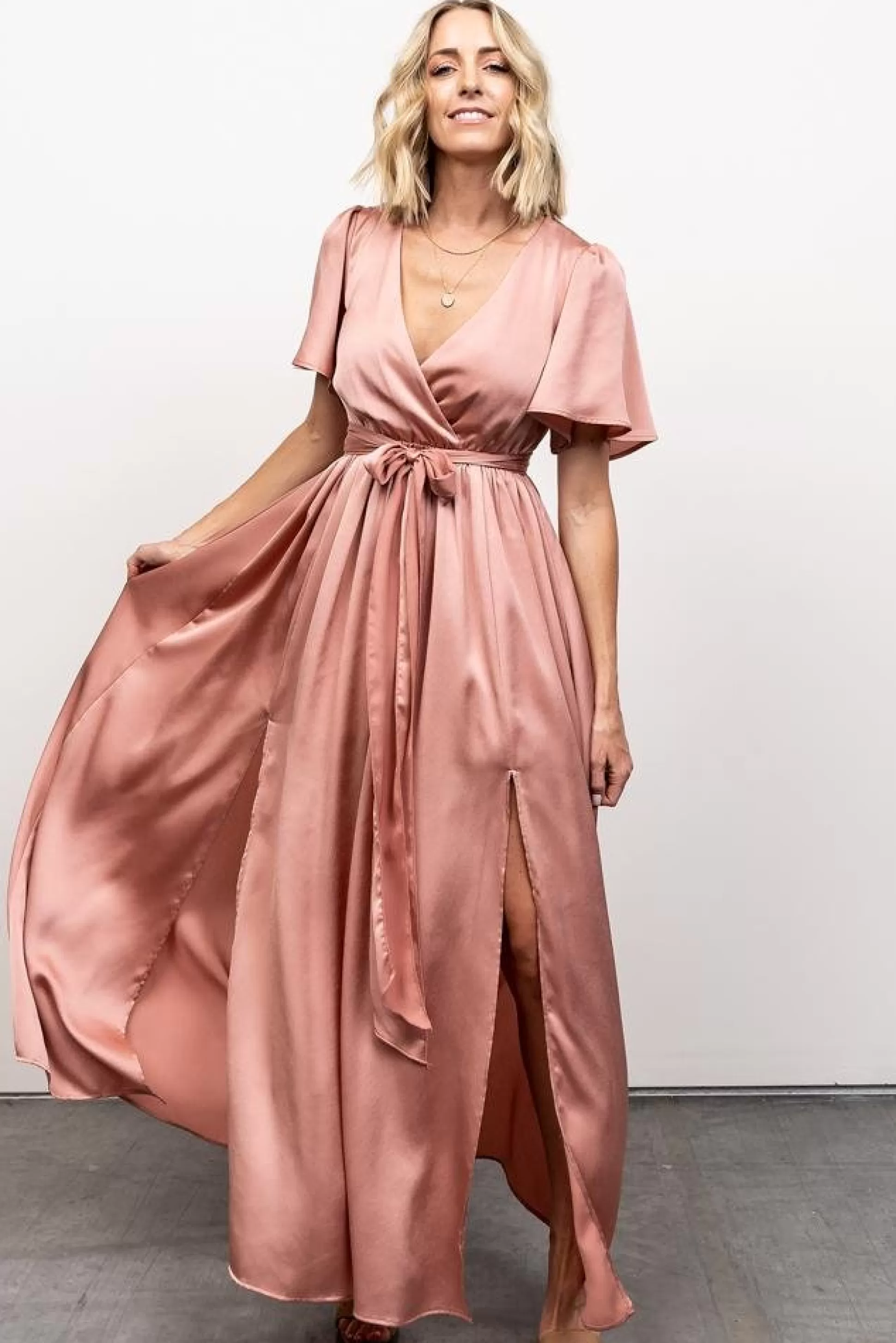 maxi dresses | WEDDING SUITE | Baltic Born Sicily Satin Maxi Dress | Blush