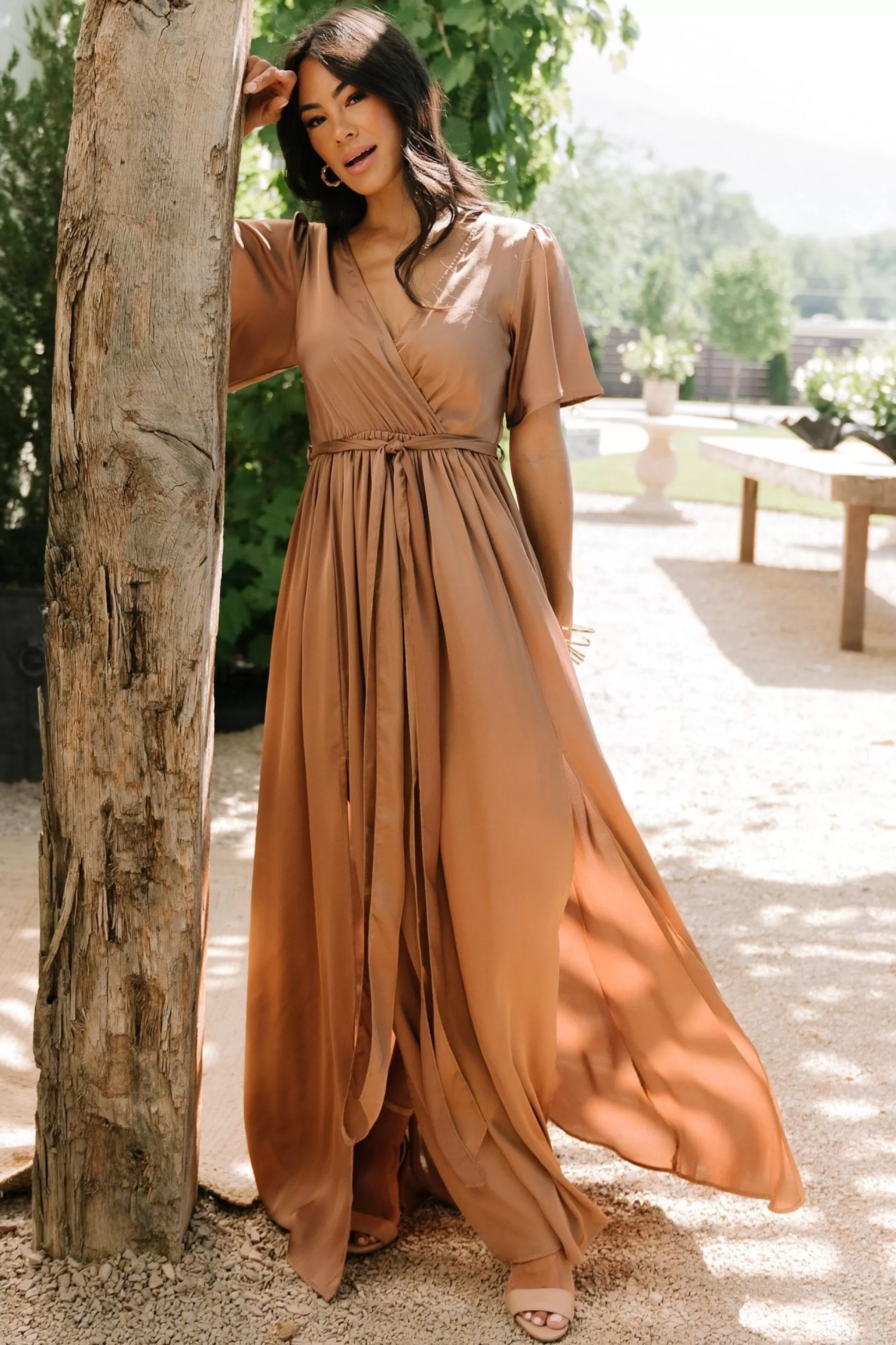 maxi dresses | WEDDING SUITE | Baltic Born Sicily Satin Maxi Dress | Mocha