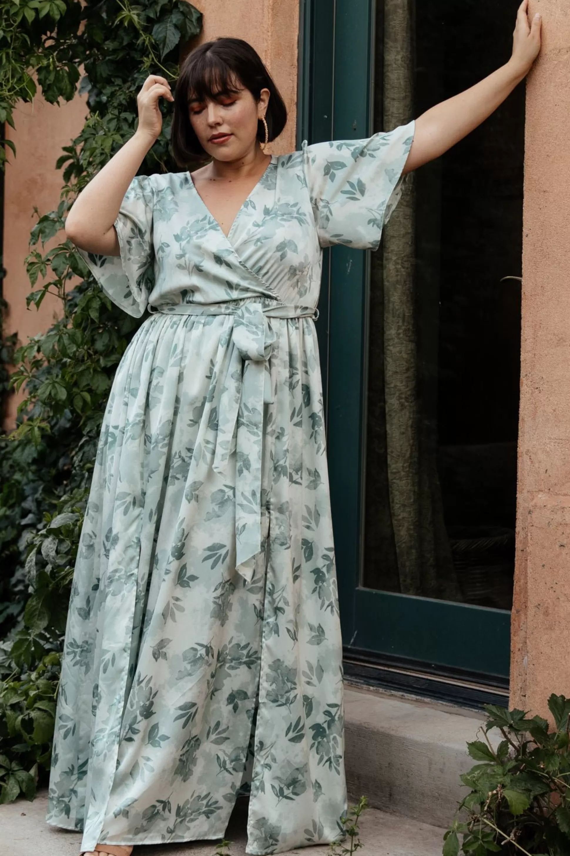 SALE | Baltic Born Sicily Satin Maxi Dress | Sage Floral