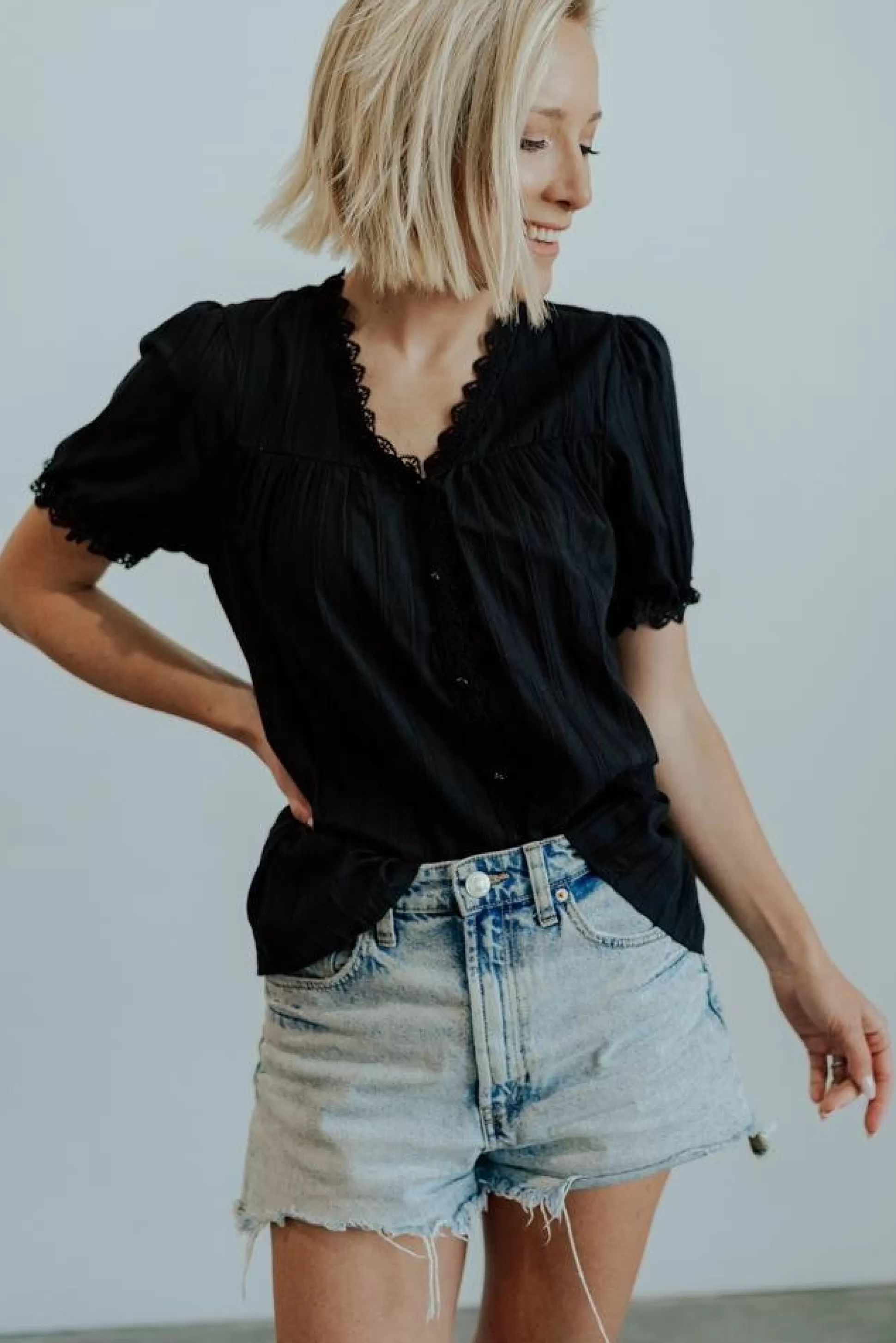 blouses + shirts | Baltic Born Sloane Button Top | Black