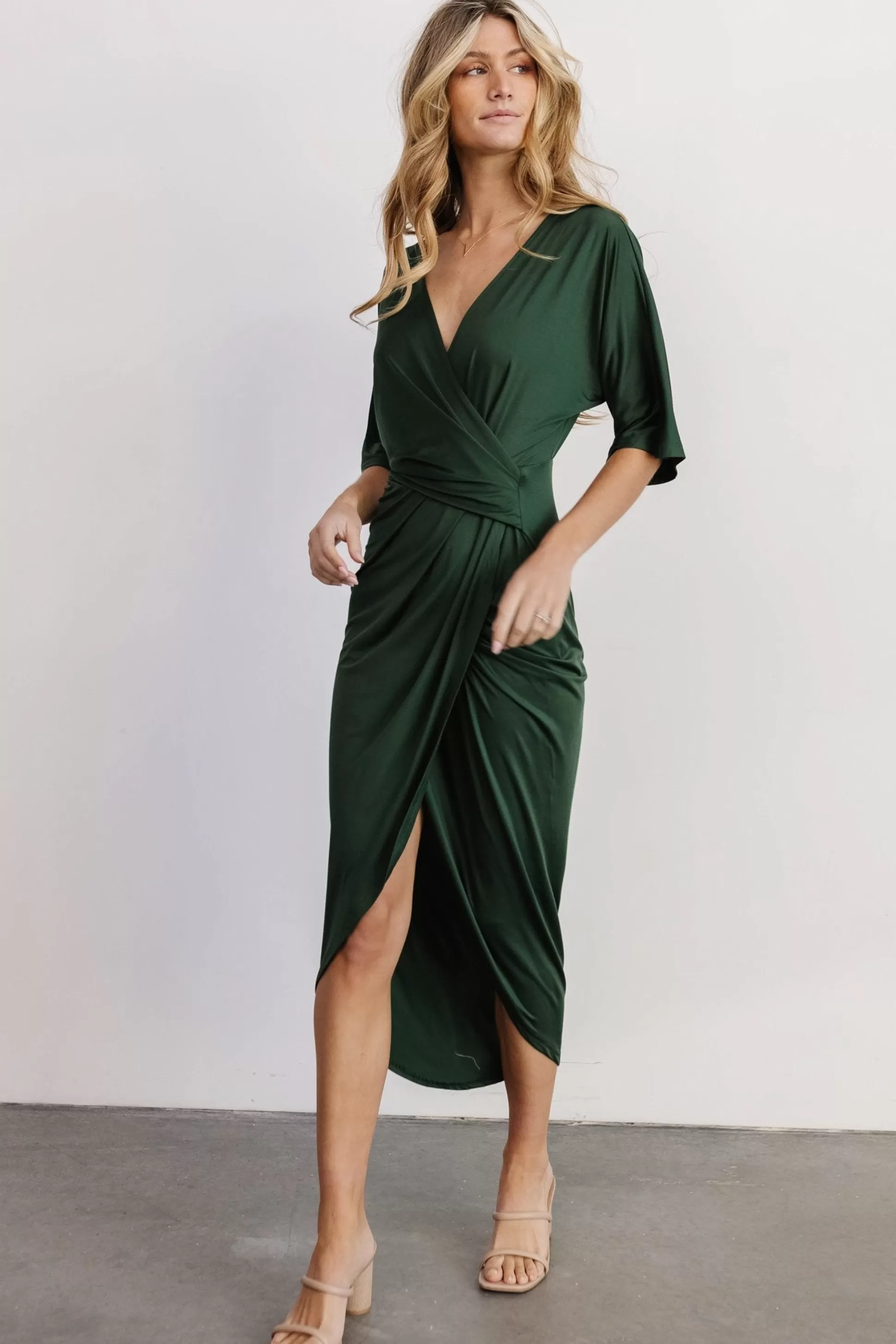 BEST SELLERS | WEDDING SUITE | Baltic Born Solana Ruched Dress | Hunter Green