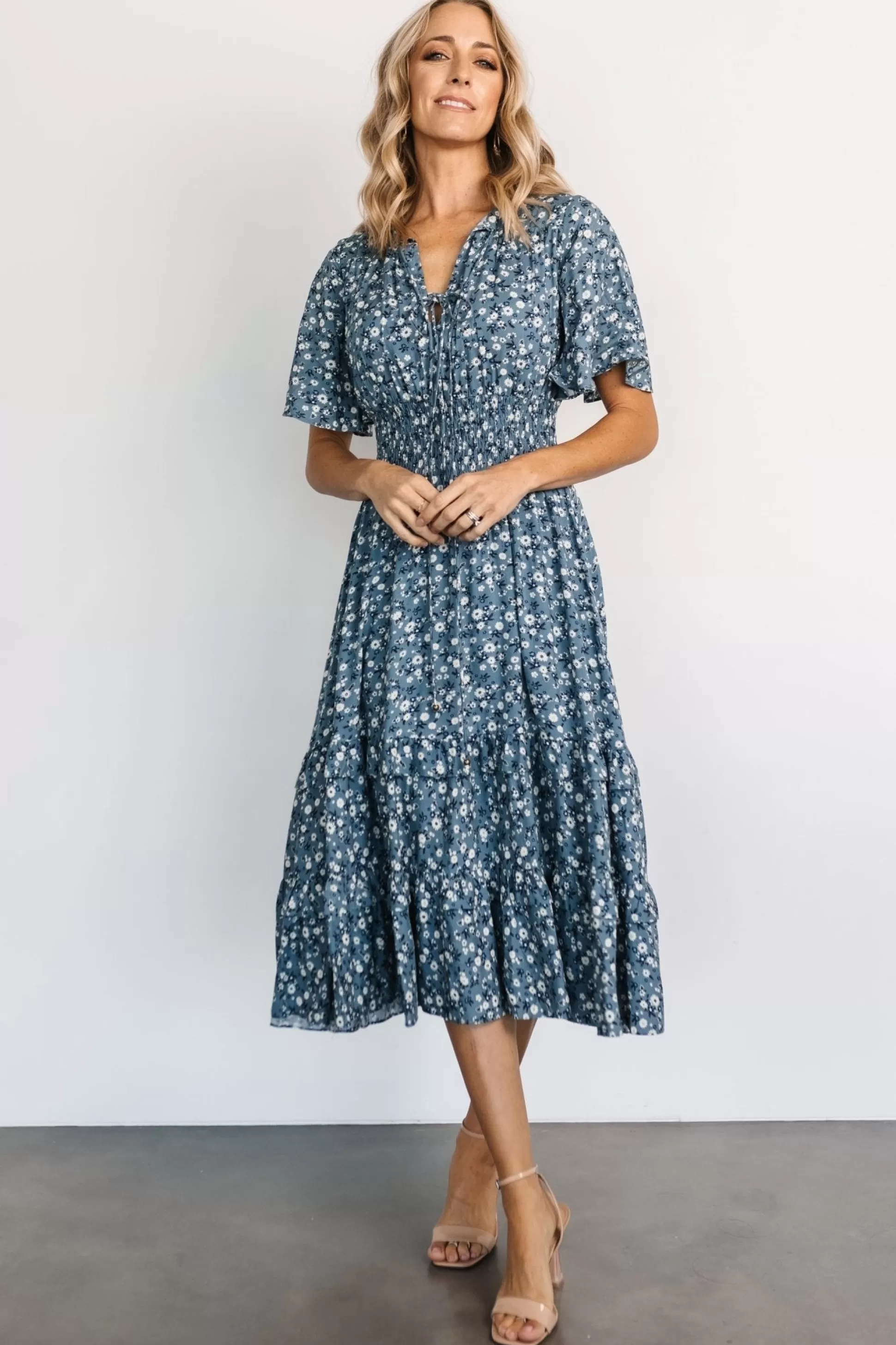 midi dresses | bump friendly | Baltic Born Spell Boho Midi Dress | Blue Floral