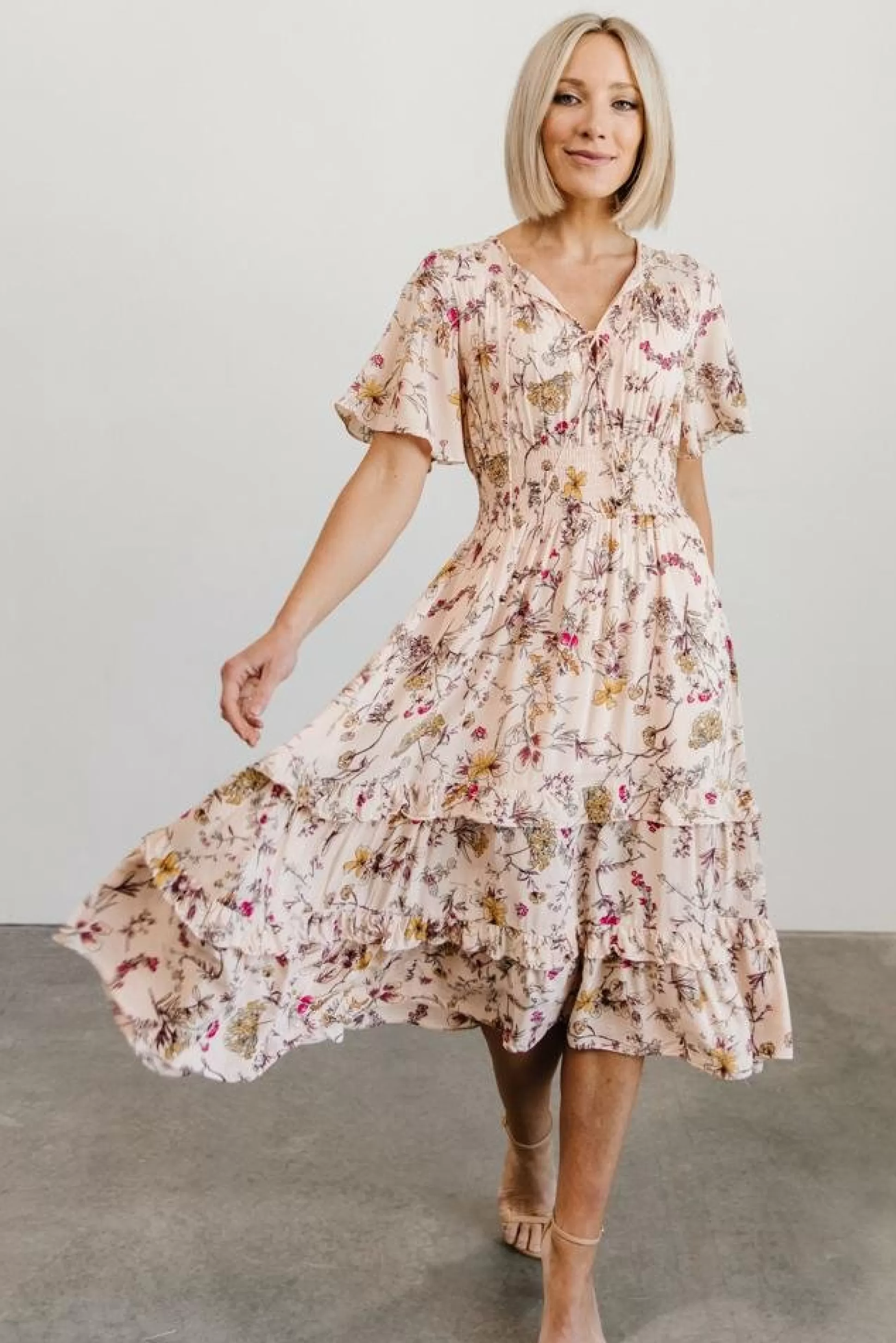 midi dresses | bump friendly | Baltic Born Spell Boho Midi Dress | Blush Floral