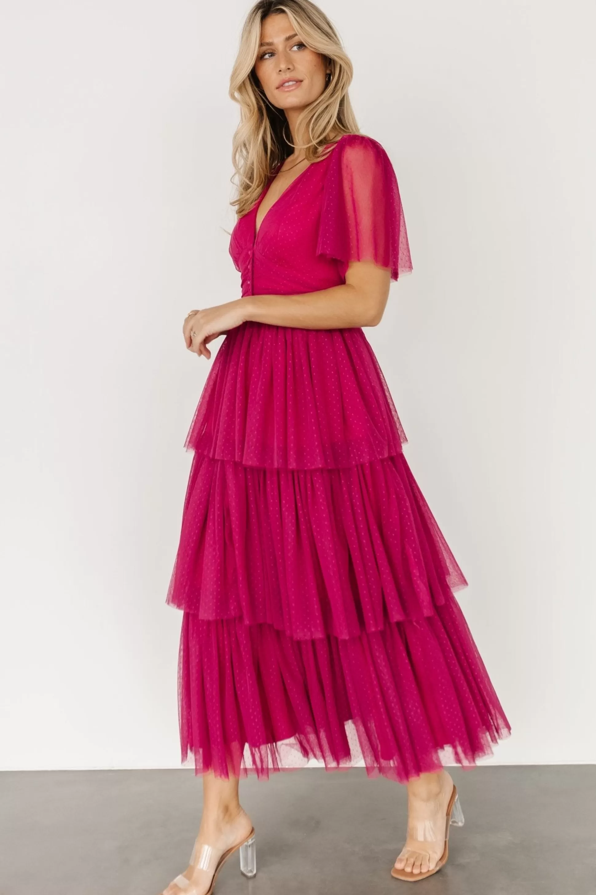 COMING SOON | Baltic Born Starlet Tiered Maxi Dress | Magenta Berry