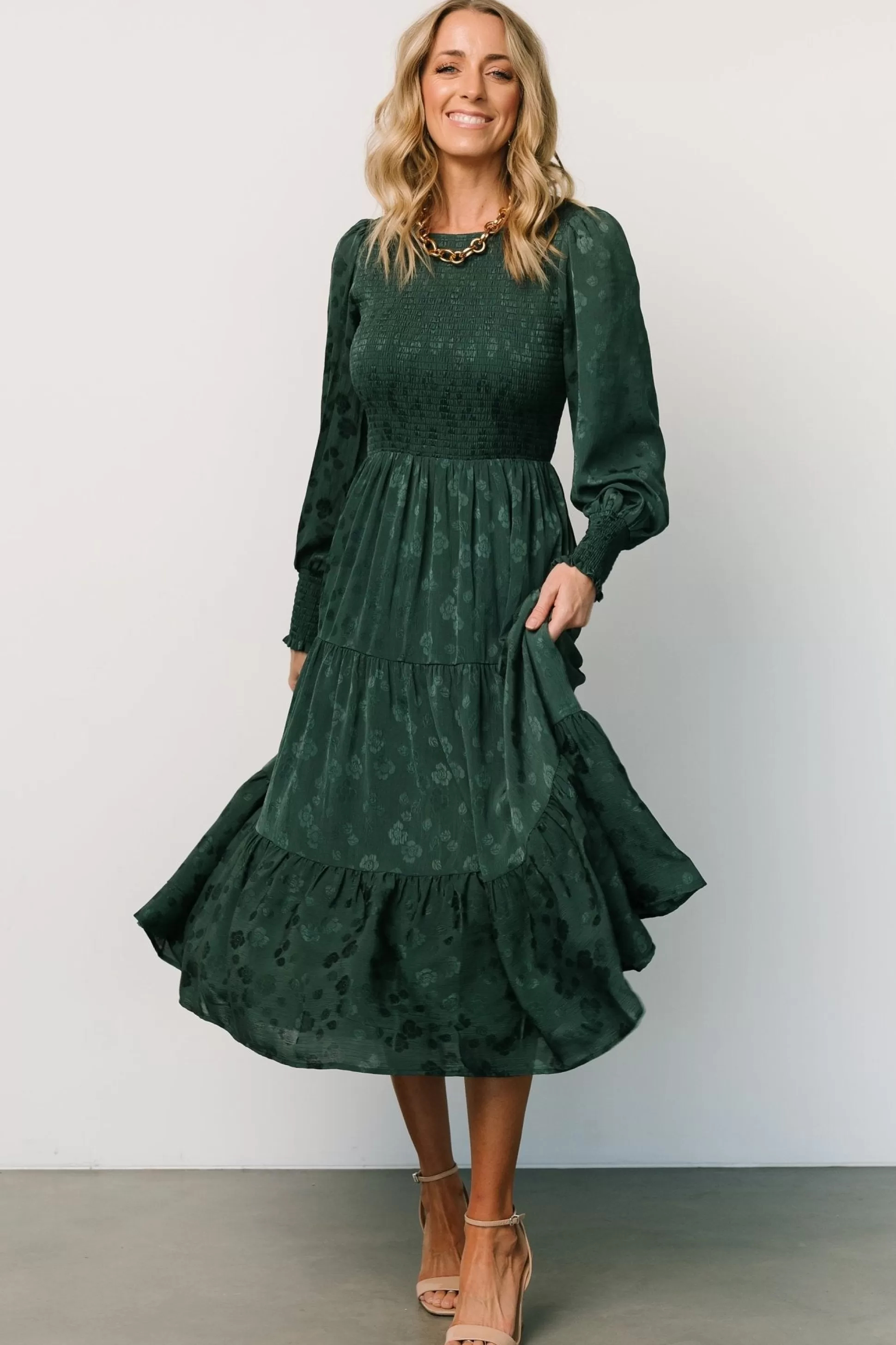 WEDDING SUITE | wedding guest | Baltic Born Stockholm Smocked Dress | Dark Green