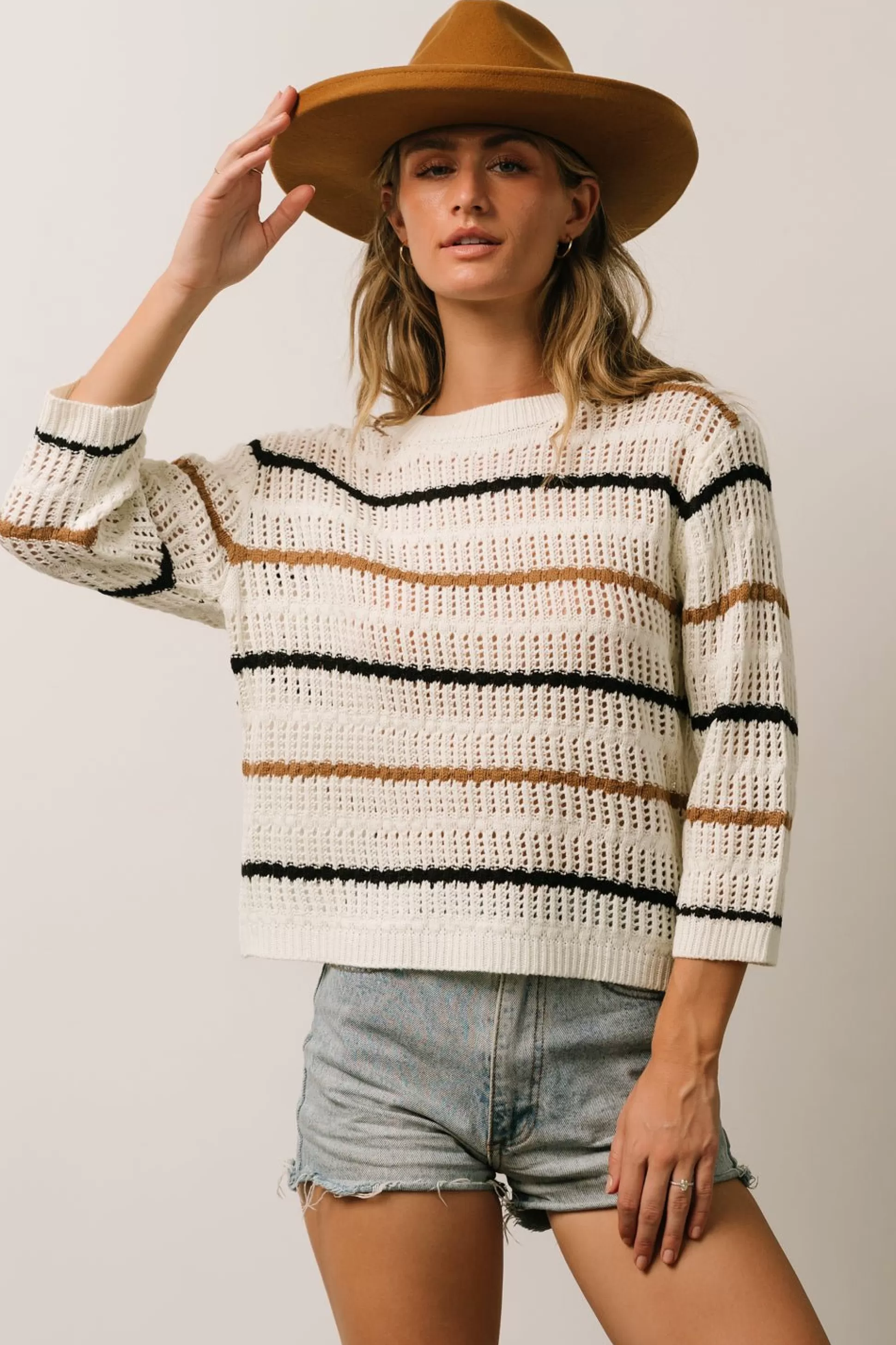 TOPS | sweaters | Baltic Born Sundance Knit Sweater Top | Ivory Multi Stripe