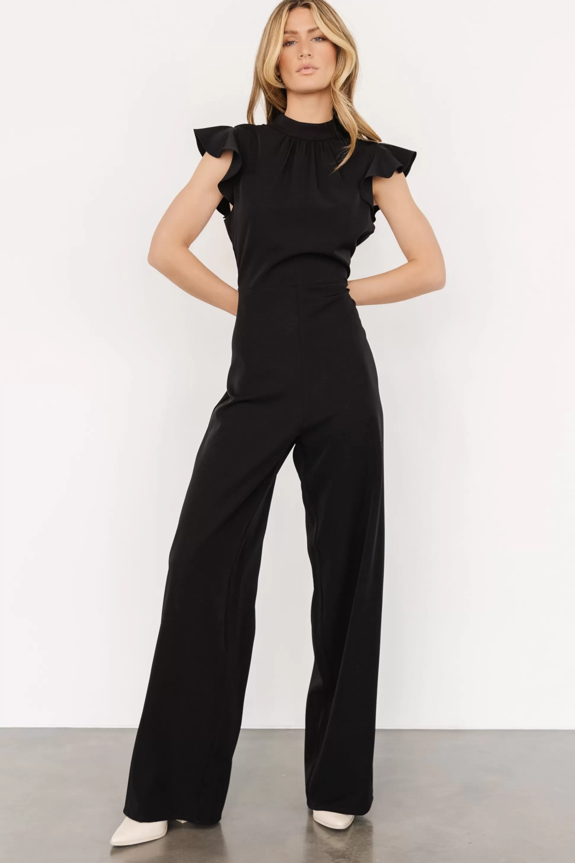 JUMPSUITS + ROMPERS | Baltic Born Tana Mock Neck Jumpsuit | Black