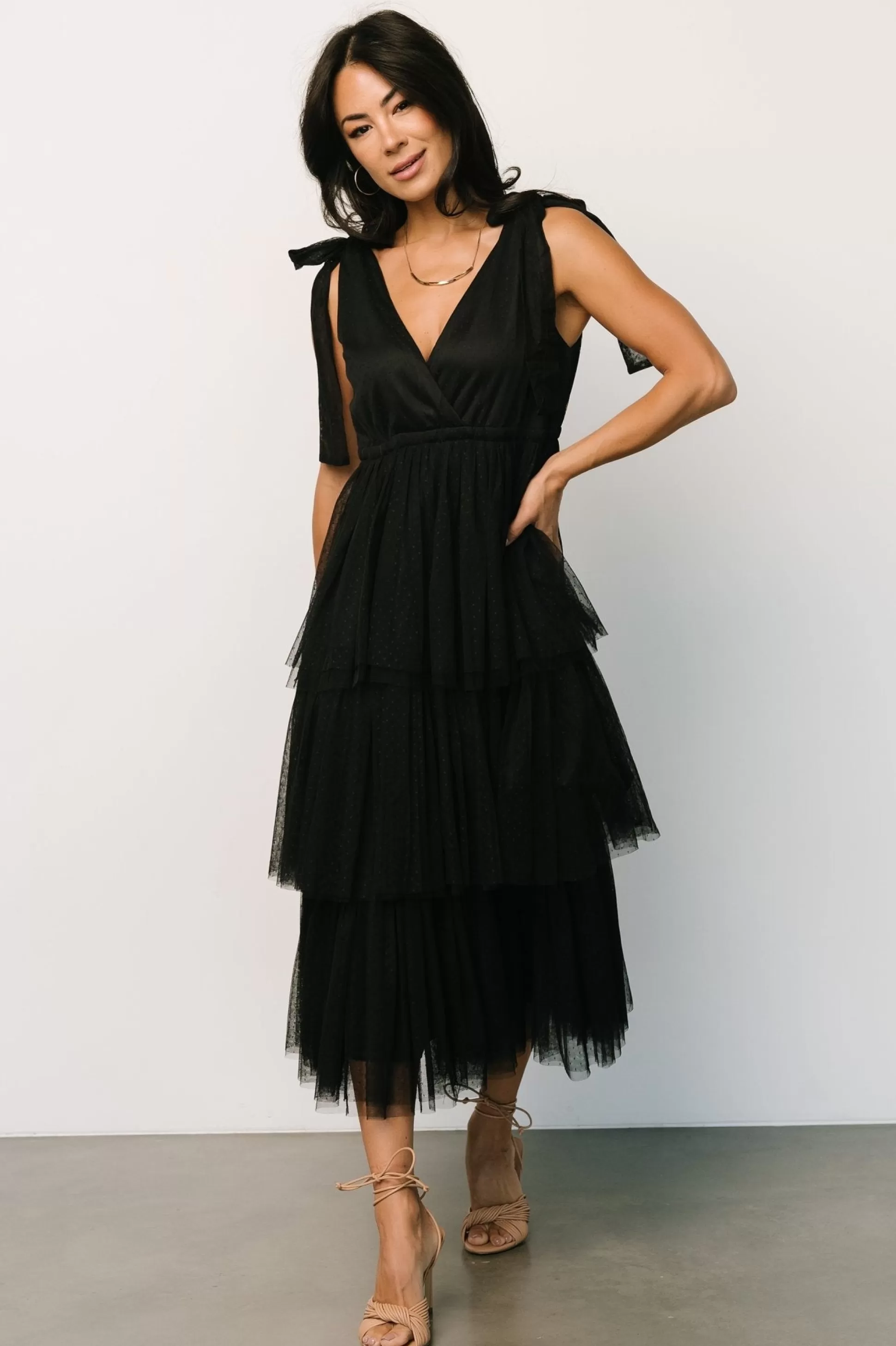 tulle styles | Baltic Born Tessa Tiered Tulle Tank Dress | Black