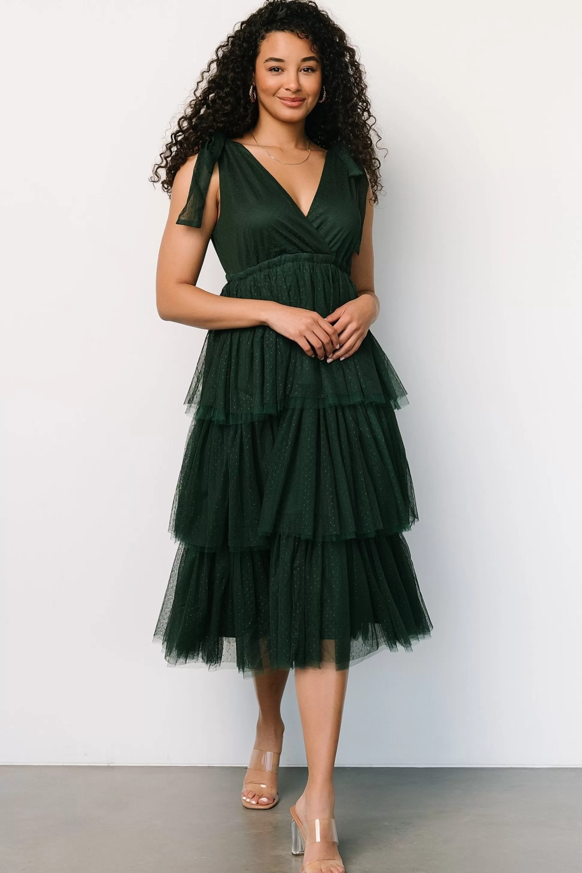 tulle styles | Baltic Born Tessa Tiered Tulle Tank Dress | Dark Green