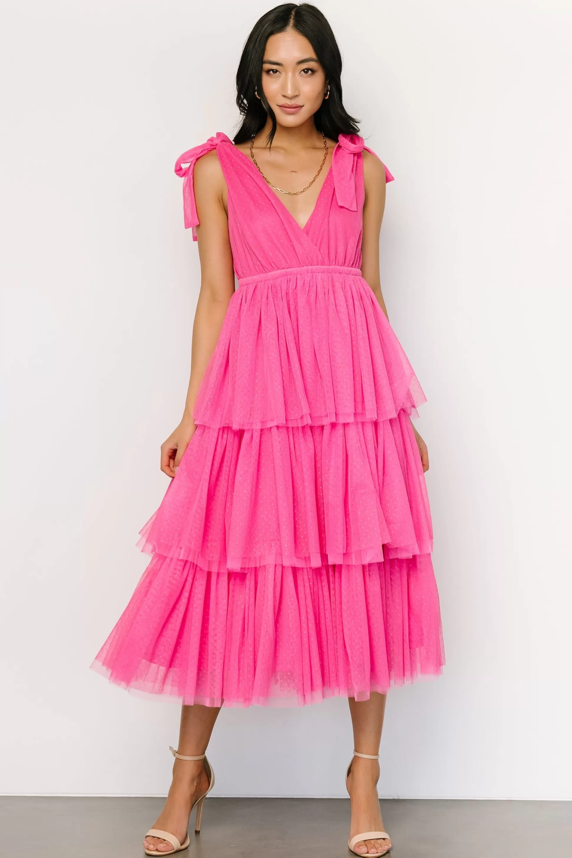 tulle styles | Baltic Born Tessa Tiered Tulle Tank Dress | Hot Pink