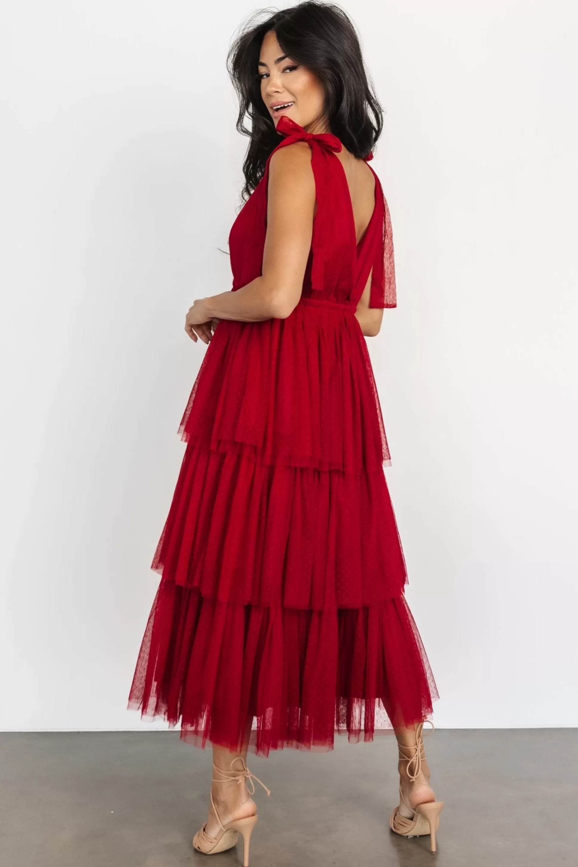 tulle styles | Baltic Born Tessa Tiered Tulle Tank Dress | Merlot