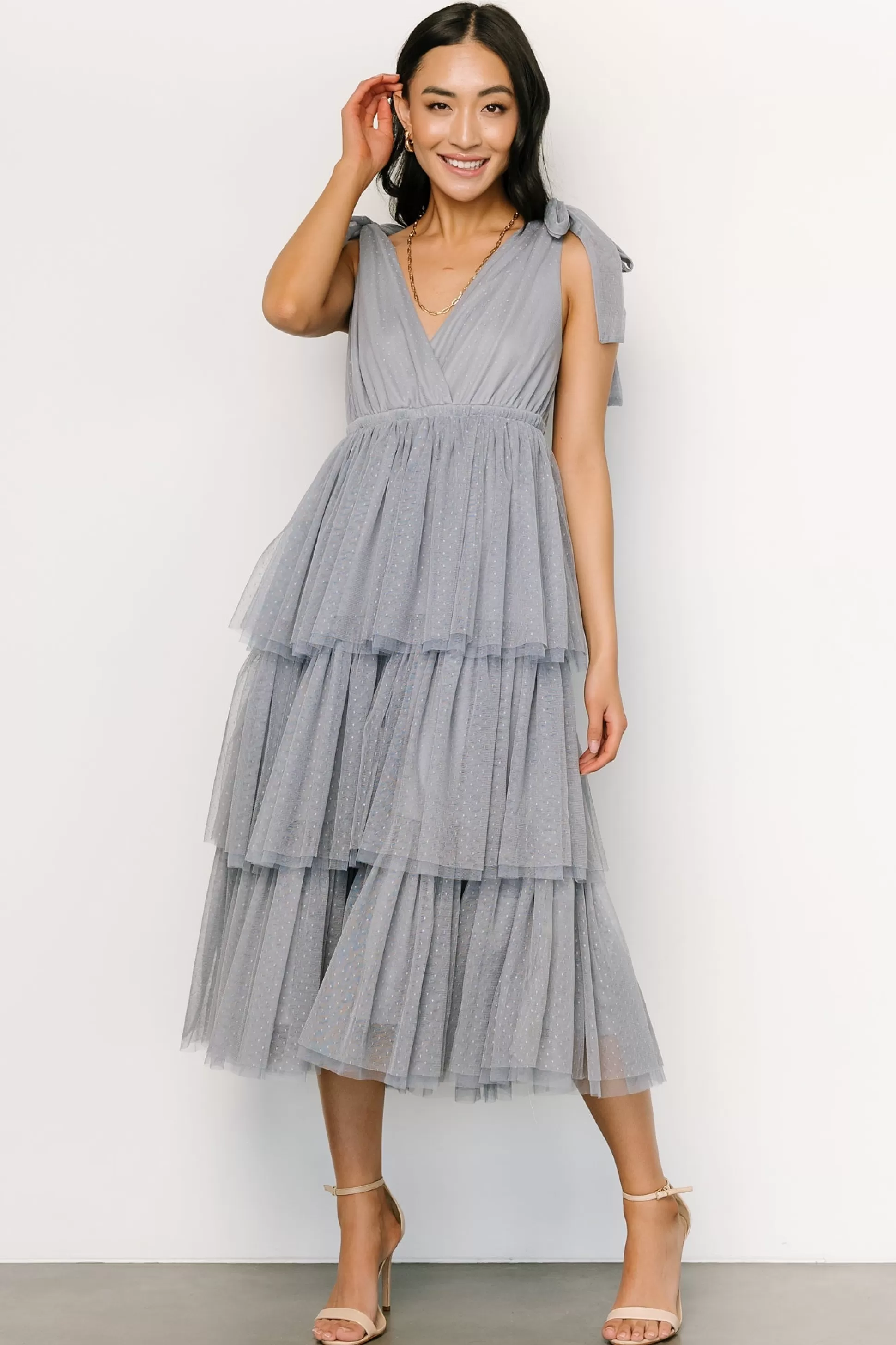 tulle styles | Baltic Born Tessa Tiered Tulle Tank Dress | Slate Blue