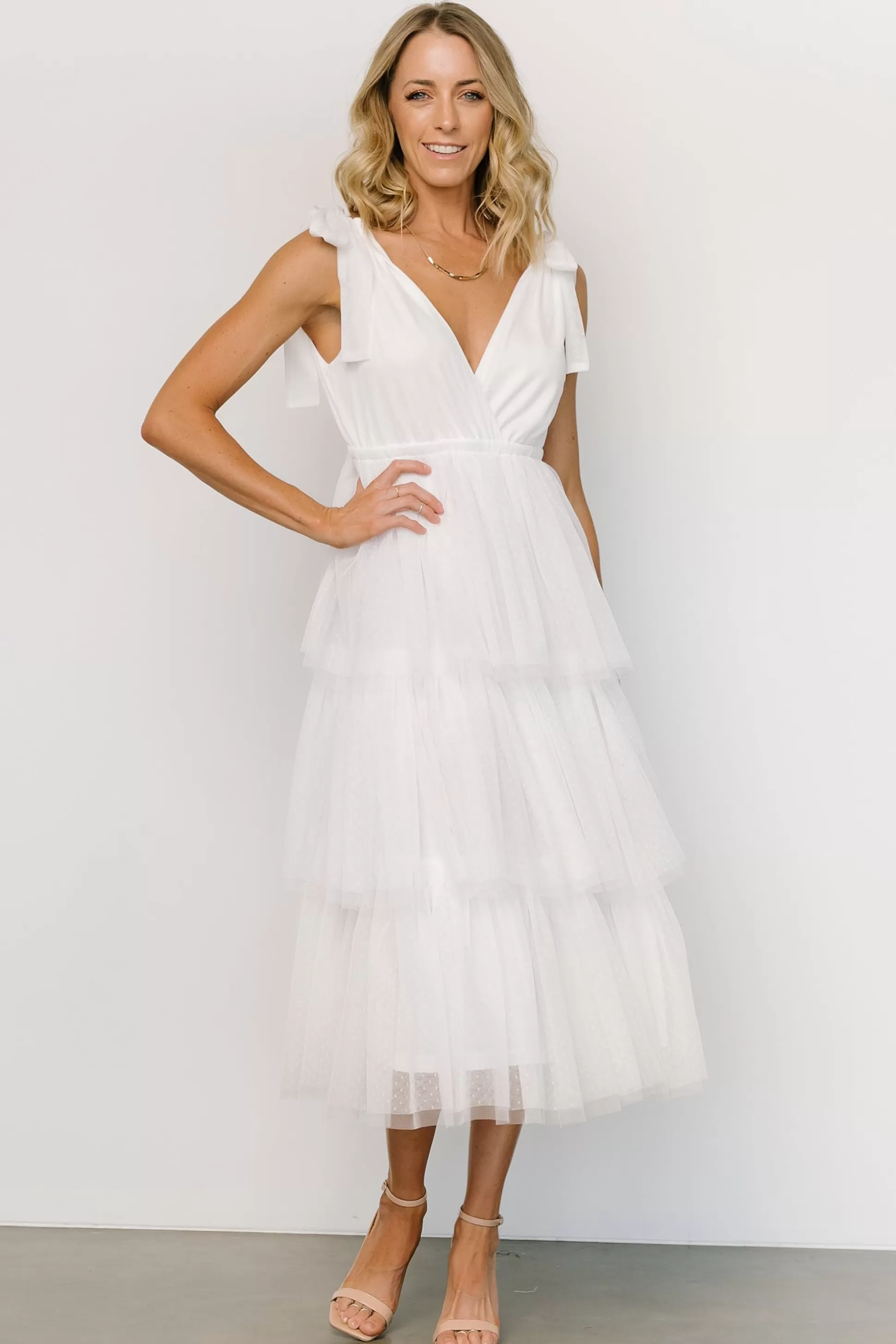 tulle styles | Baltic Born Tessa Tiered Tulle Tank Dress | White