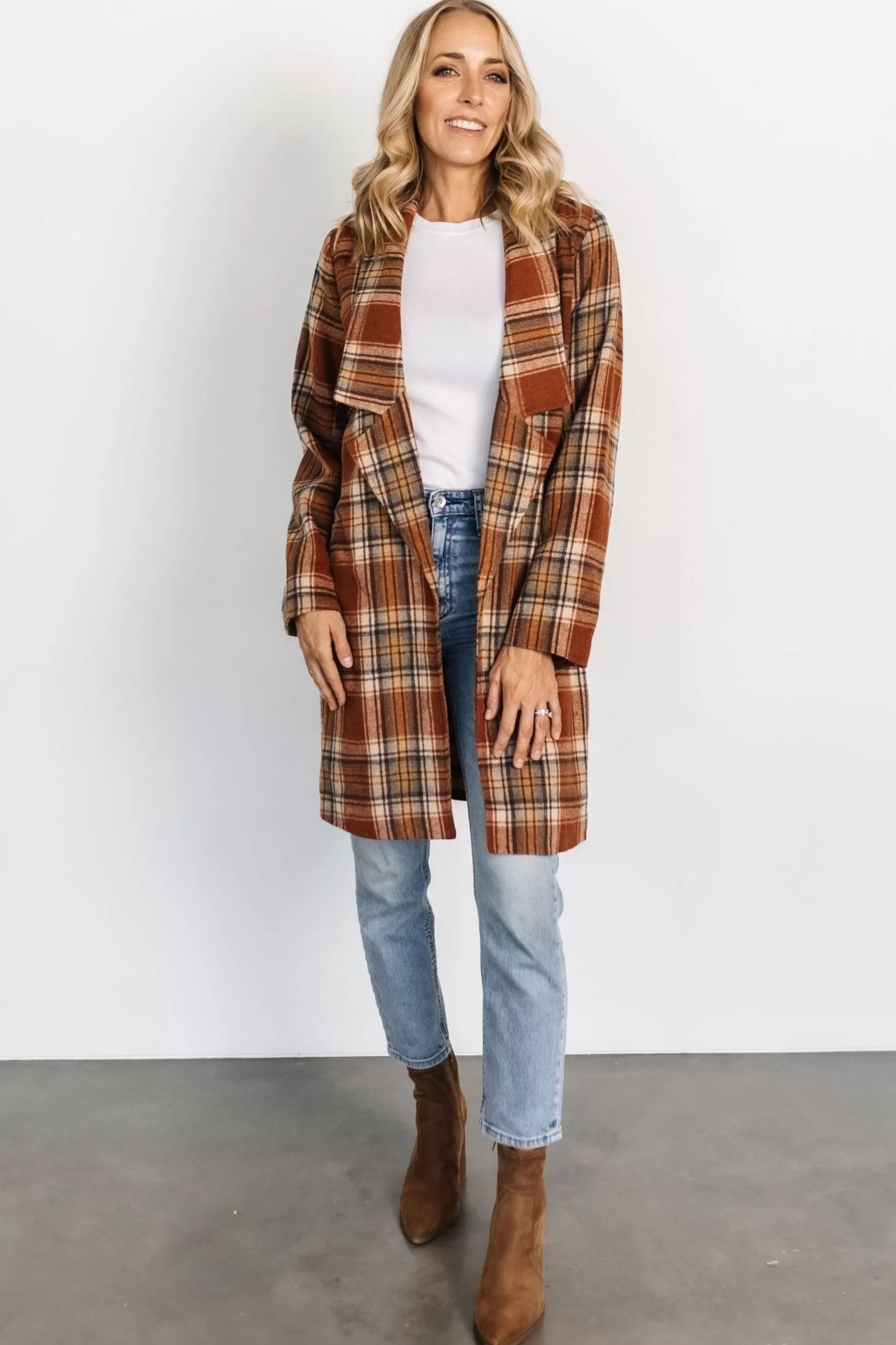 outerwear | Baltic Born Tetonia Plaid Shacket | Copper Multi