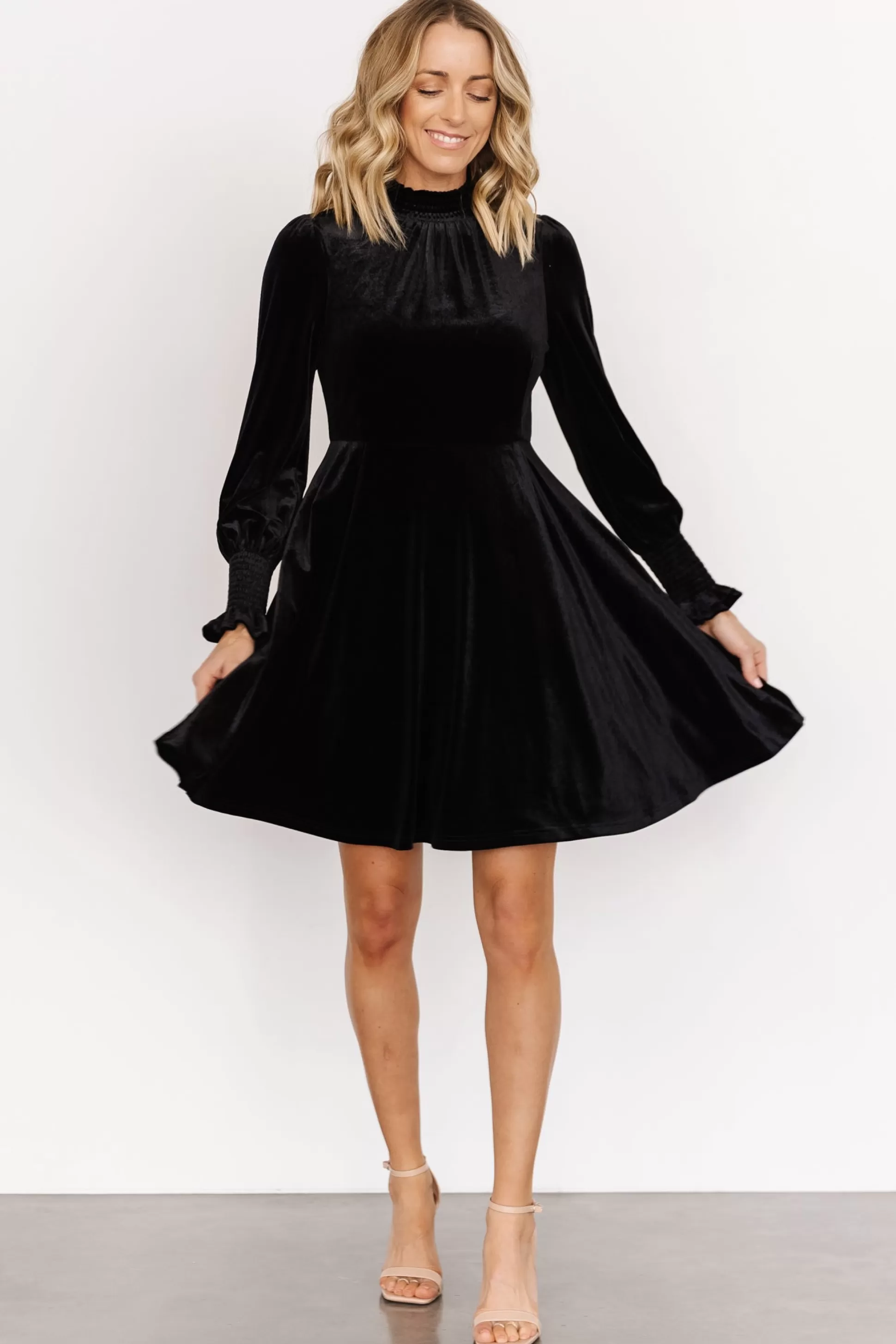 short dresses | Baltic Born Tina Velvet Short Dress | Black