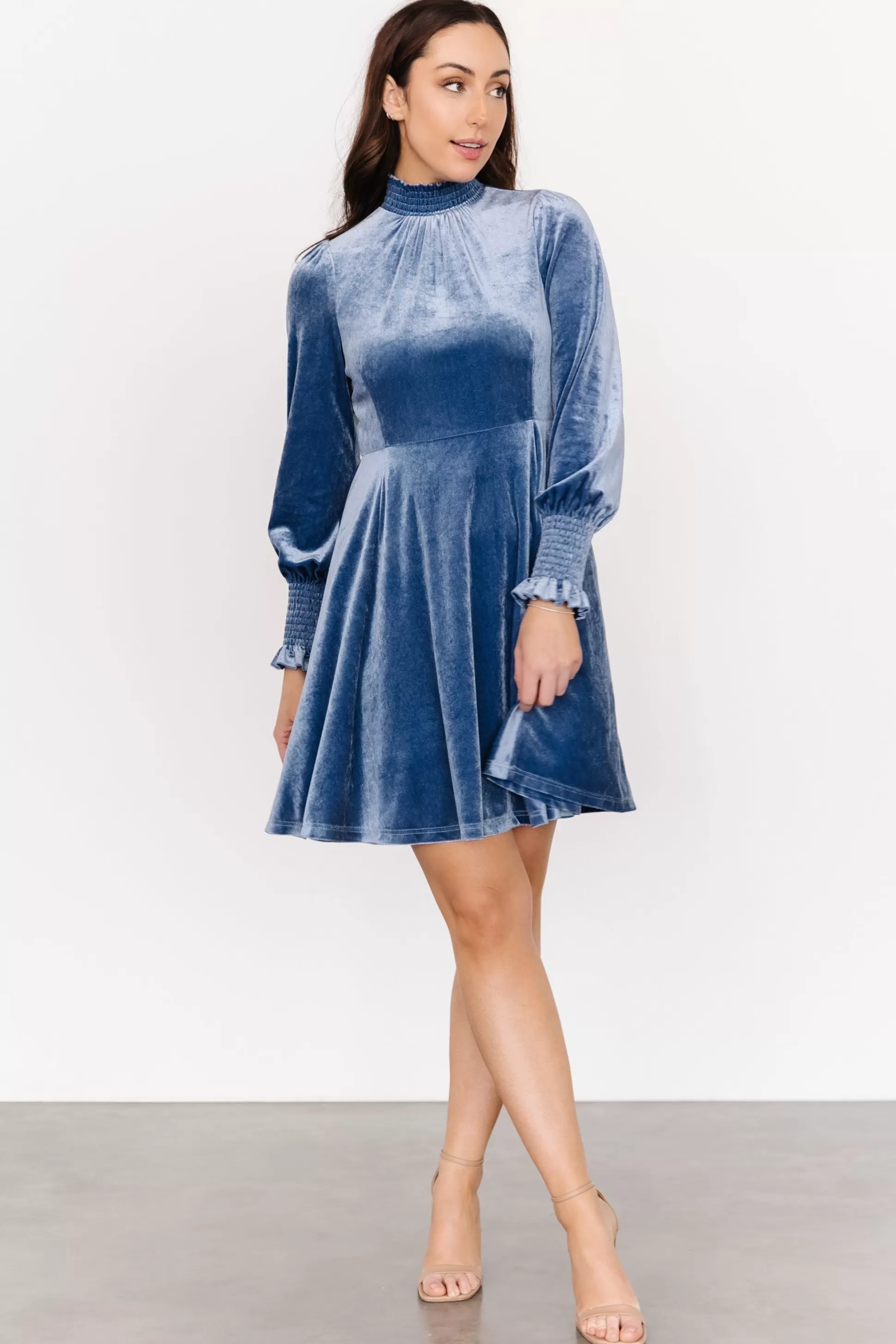 short dresses | Baltic Born Tina Velvet Short Dress | Blue