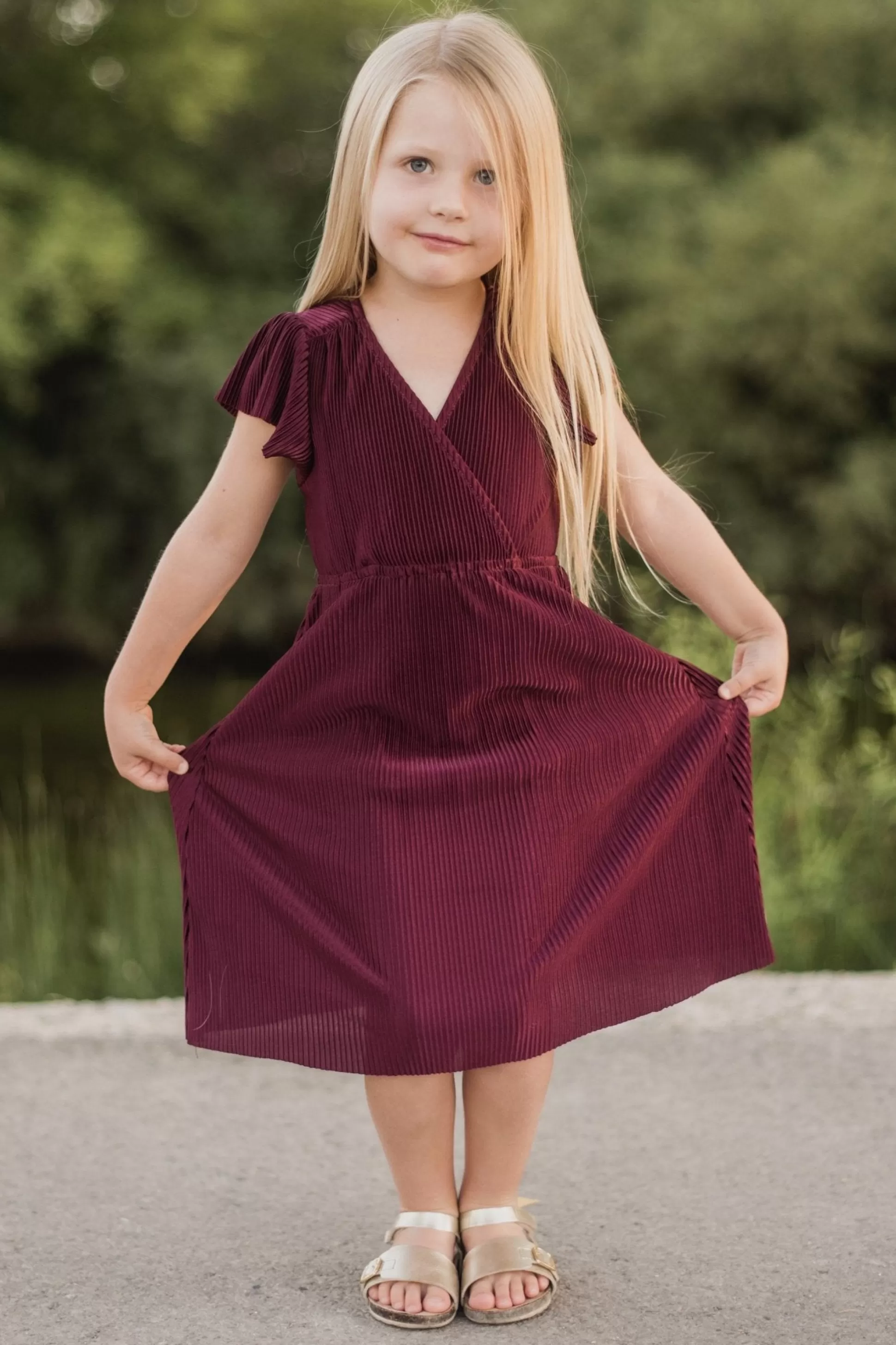 flower girl | Baltic Born Toddler Athena Pleated Midi Dress | Mulberry