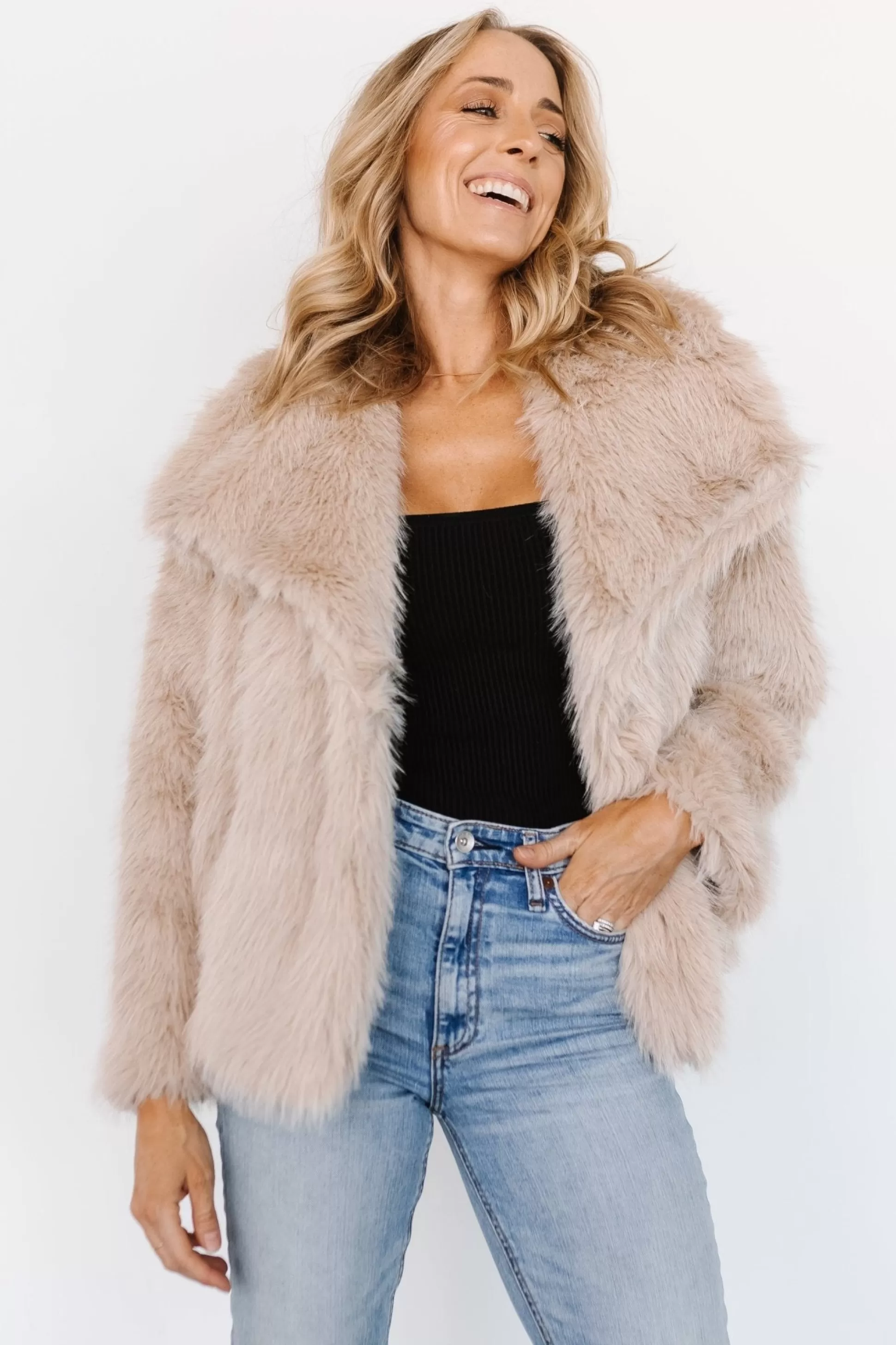 outerwear | Baltic Born Tonya Faux Fur Coat | Natural